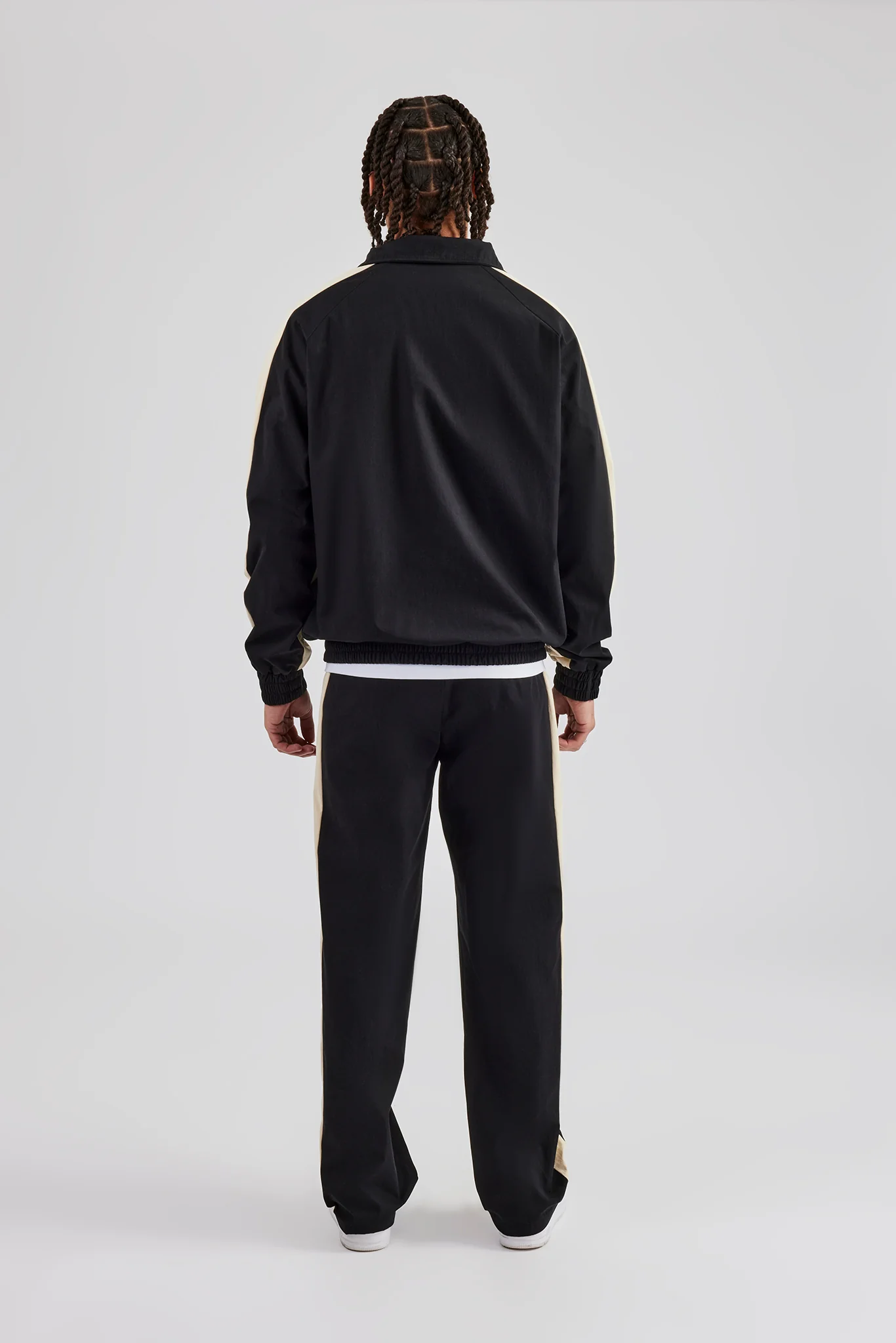 Nylon Contrast Stripe Straight Leg Jogger - Black - Image 5