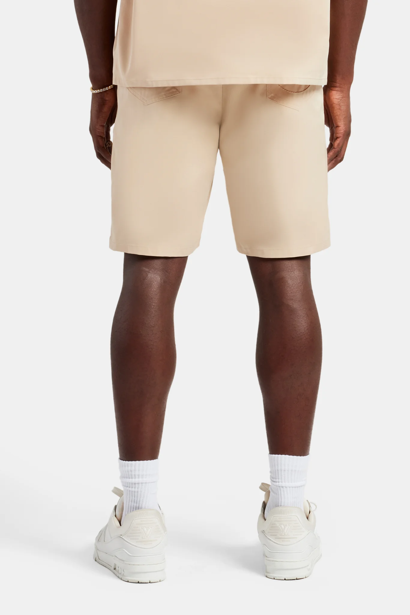 Nylon Embroidered Popper Short - Sand - Image 3