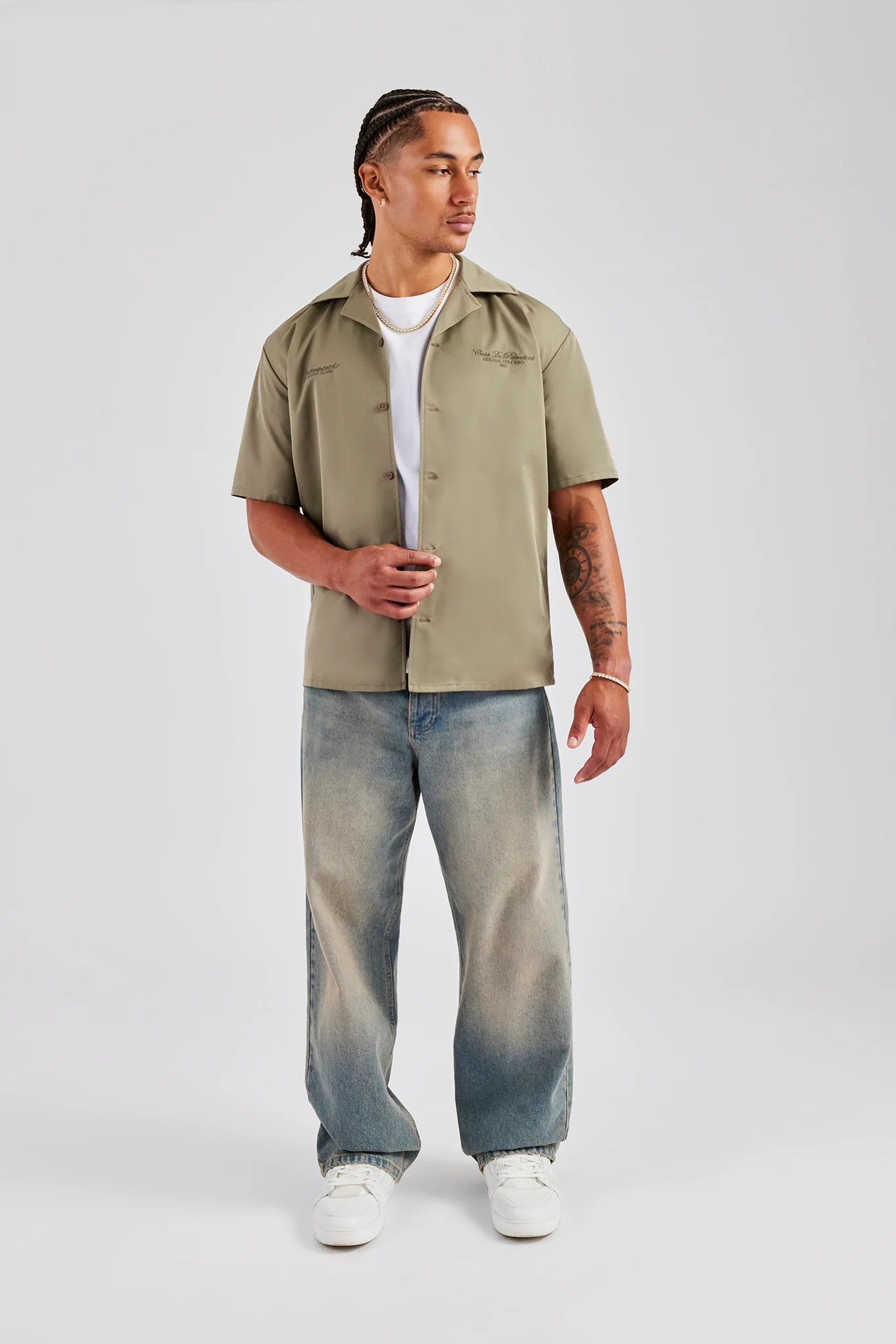 Nylon Embroidered Shirt - Green - Image 2
