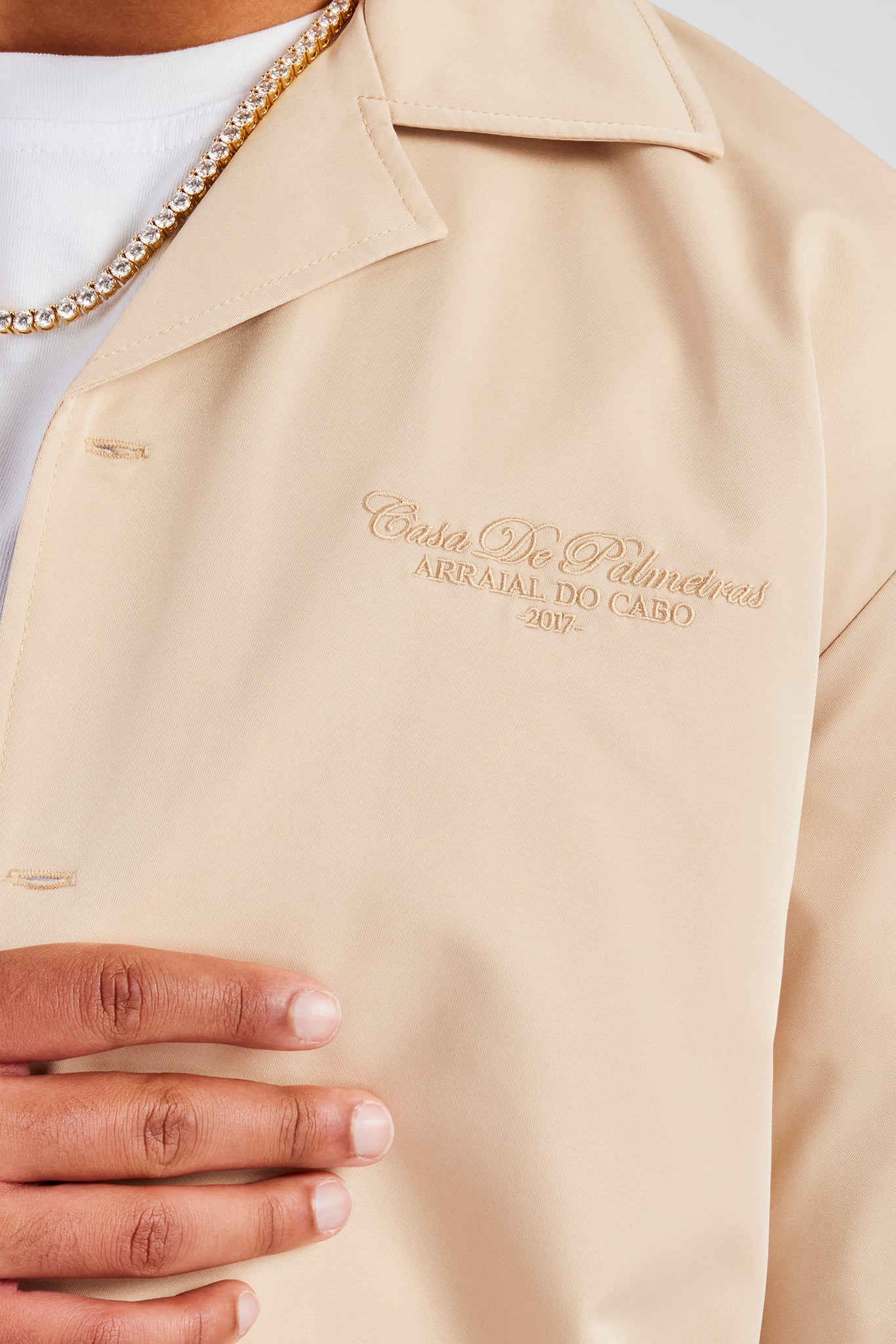Nylon Embroidered Shirt - Sand - Image 2