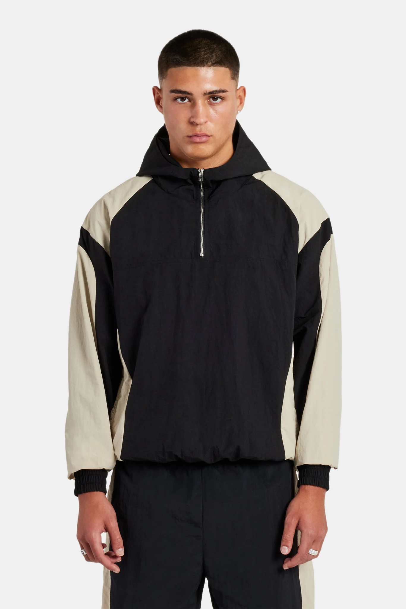 Nylon Hooded Track Jacket - Black - Image 2