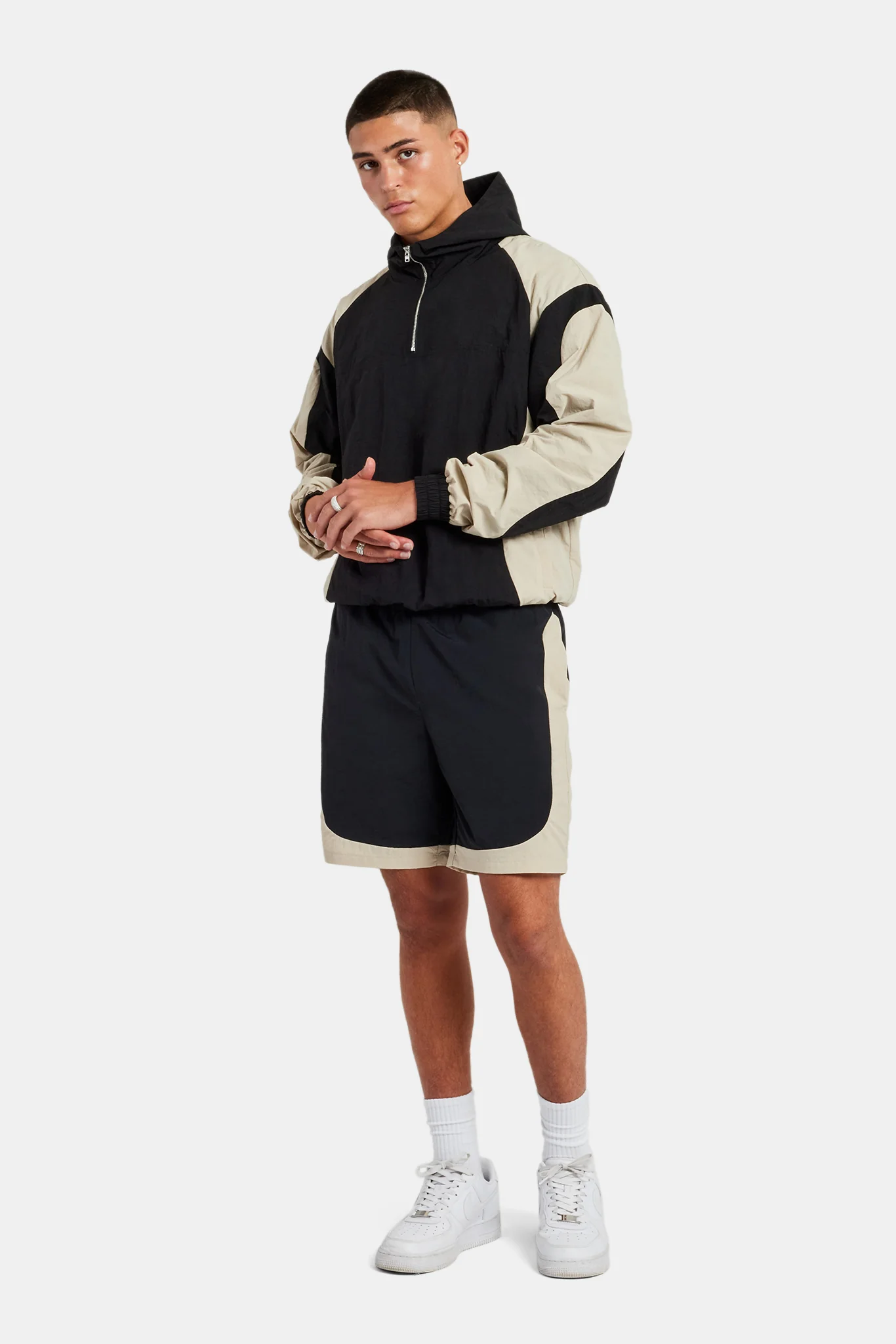 Nylon Hooded Track Jacket - Black - Image 7