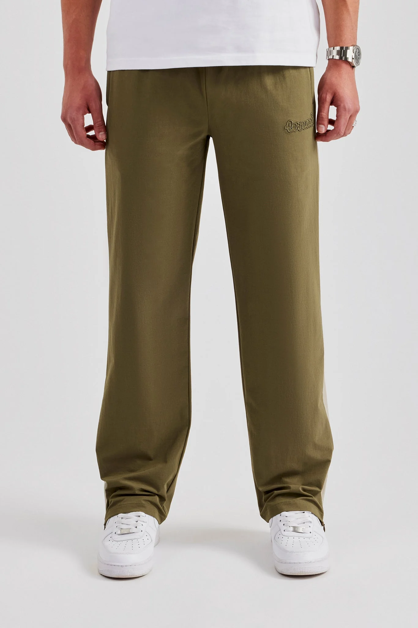 Nylon Panel Straight Leg Jogger - Khaki - Image 2
