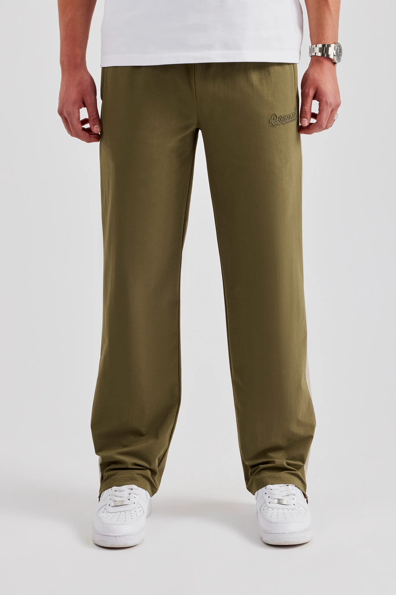 Nylon Panel Straight Leg Jogger - Khaki - Image 6