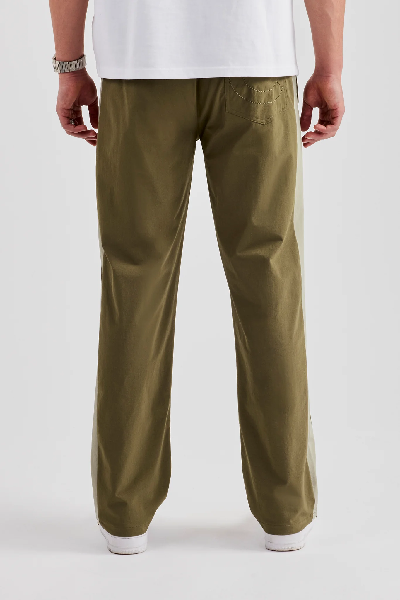 Nylon Panel Straight Leg Jogger - Khaki - Image 7
