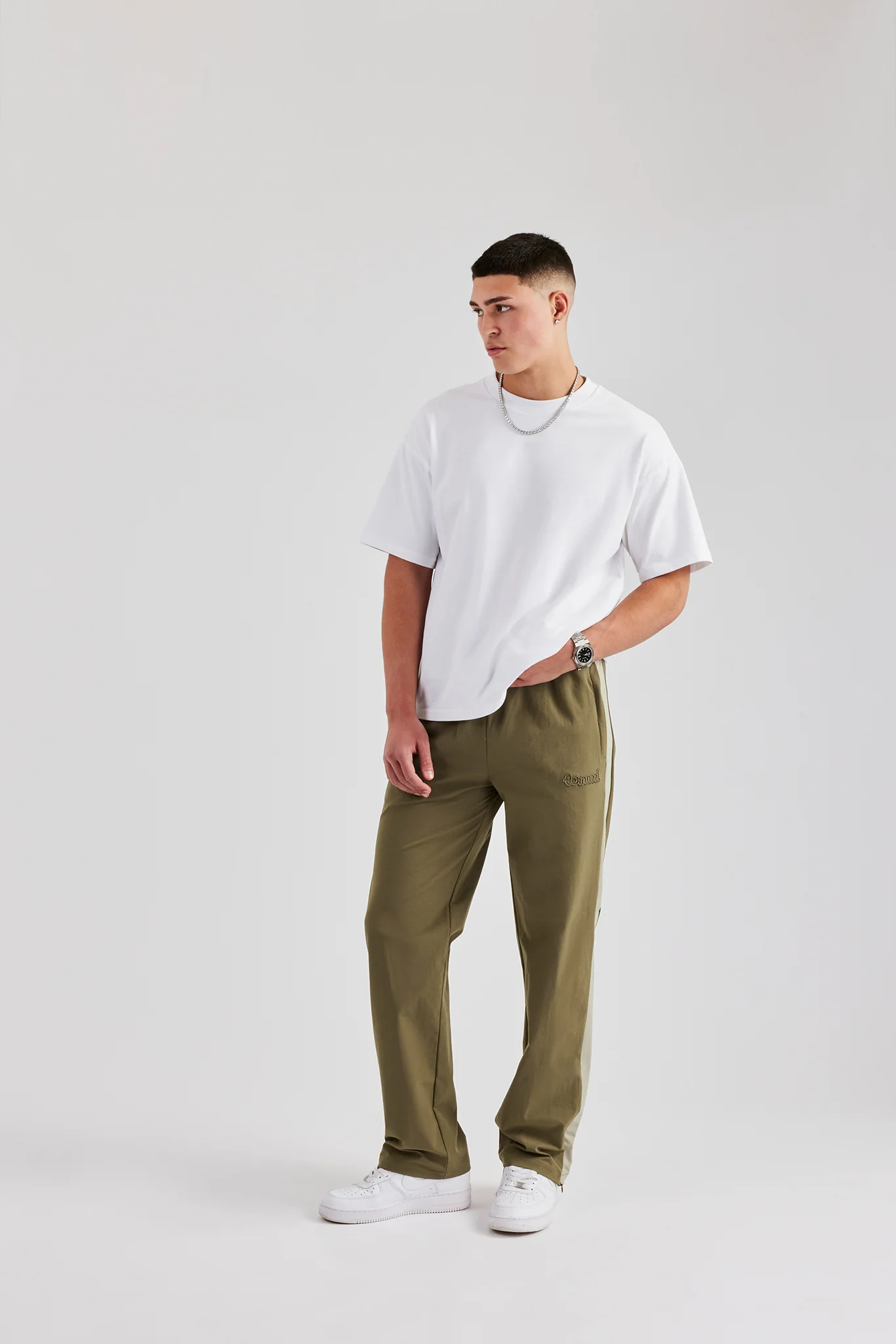 Nylon Panel Straight Leg Jogger - Khaki - Image 8
