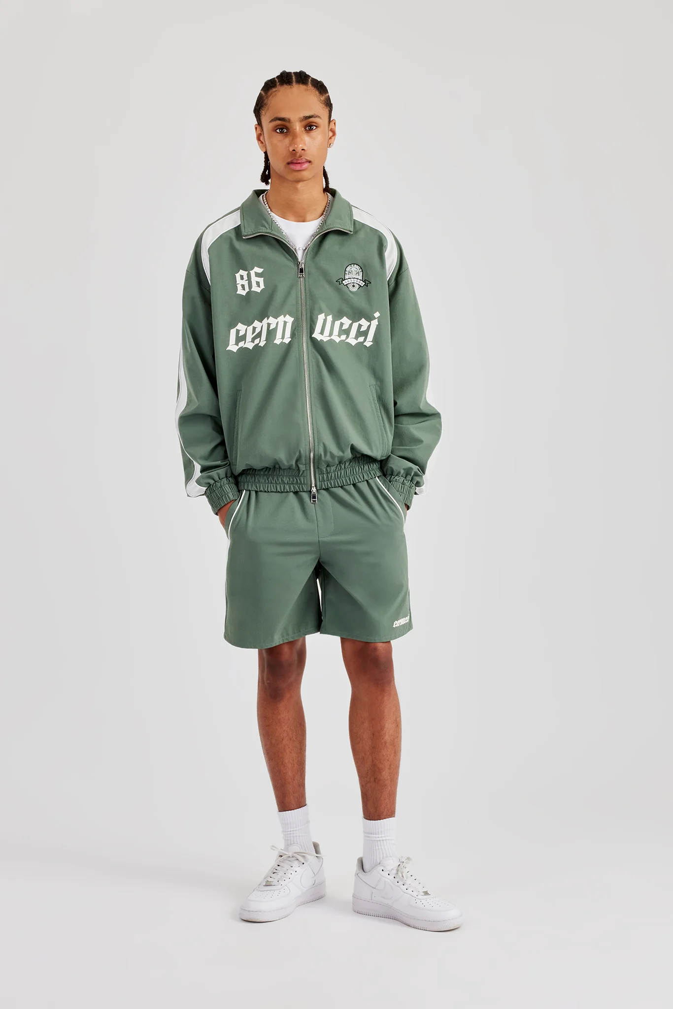 Nylon Panelled Relaxed Track Short - Green - Image 5