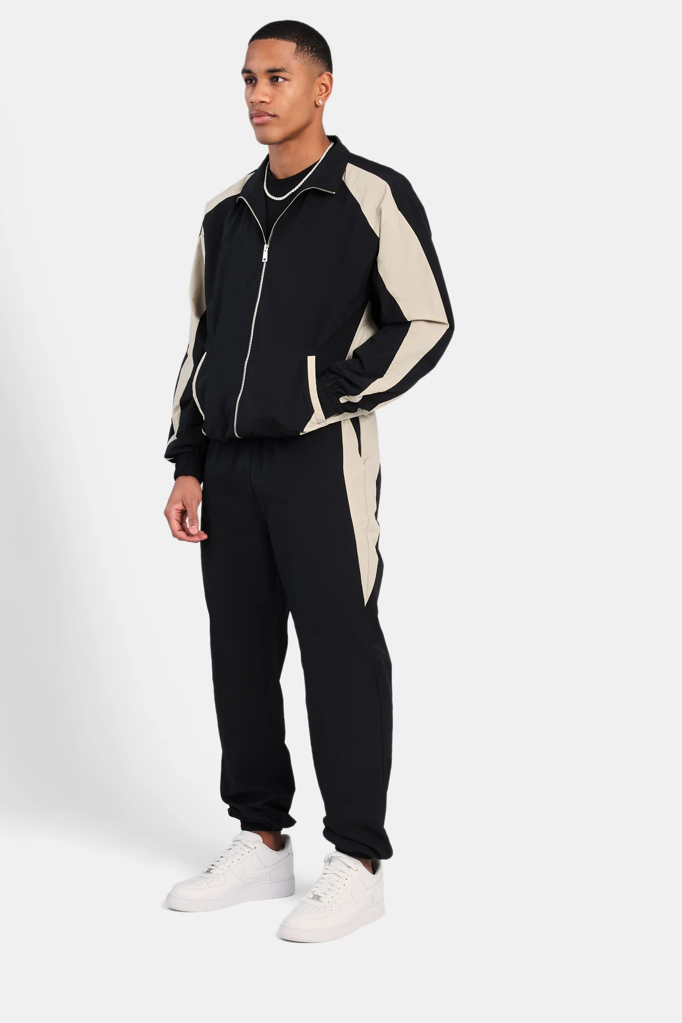 Nylon Panelled Track Jacket - Black - Image 4