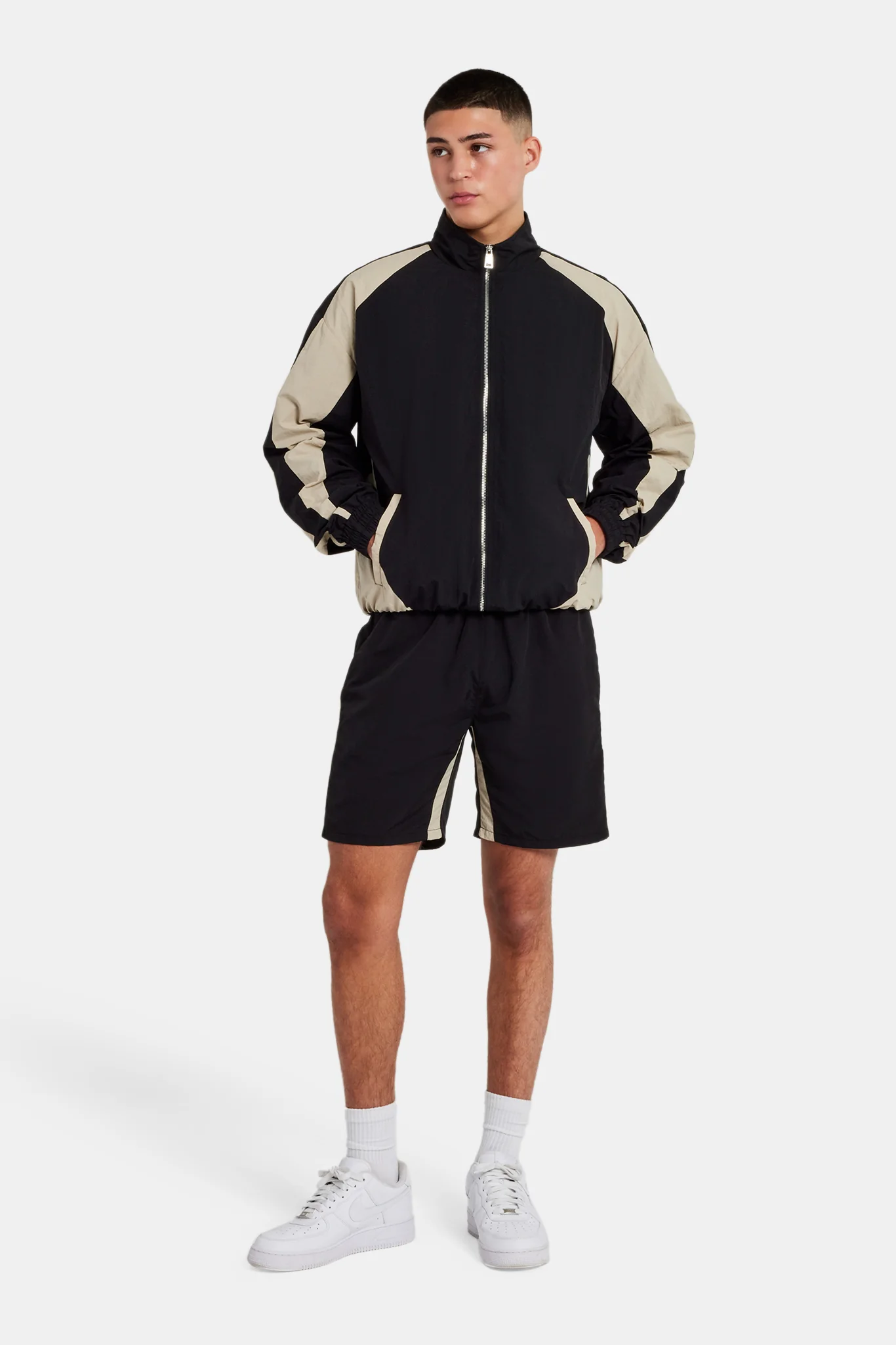 Nylon Panelled Track Short - Black - Image 2