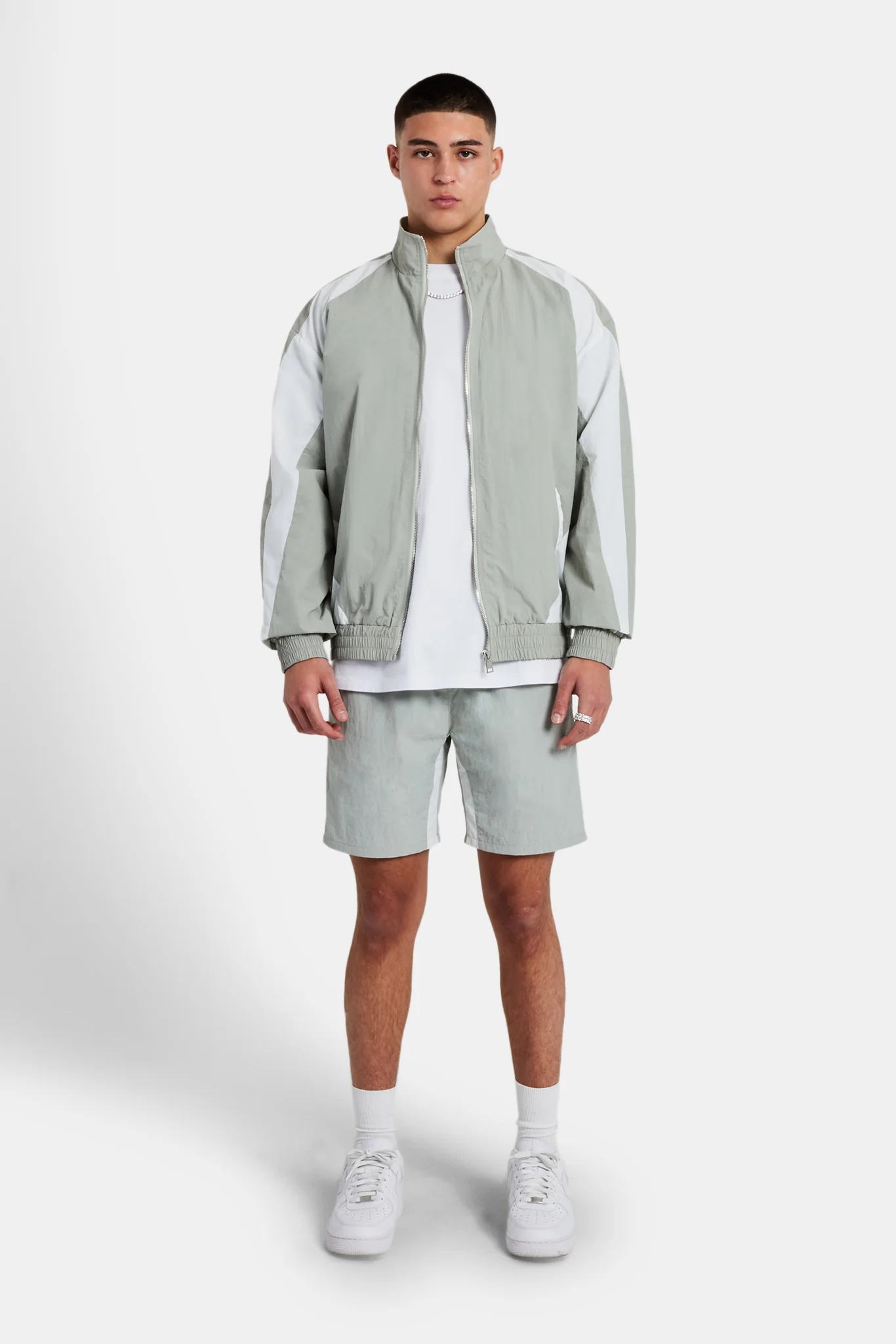 Nylon Panelled Track Short - Light Grey - Image 2