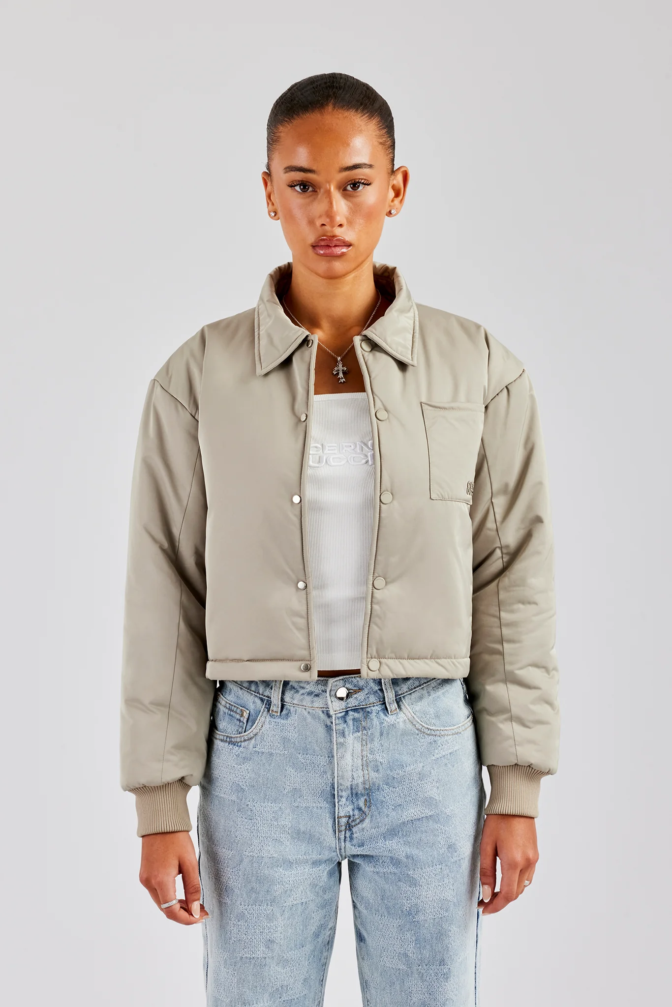 Nylon Pocket Padded Harrington Jacket - Sage - Image 2