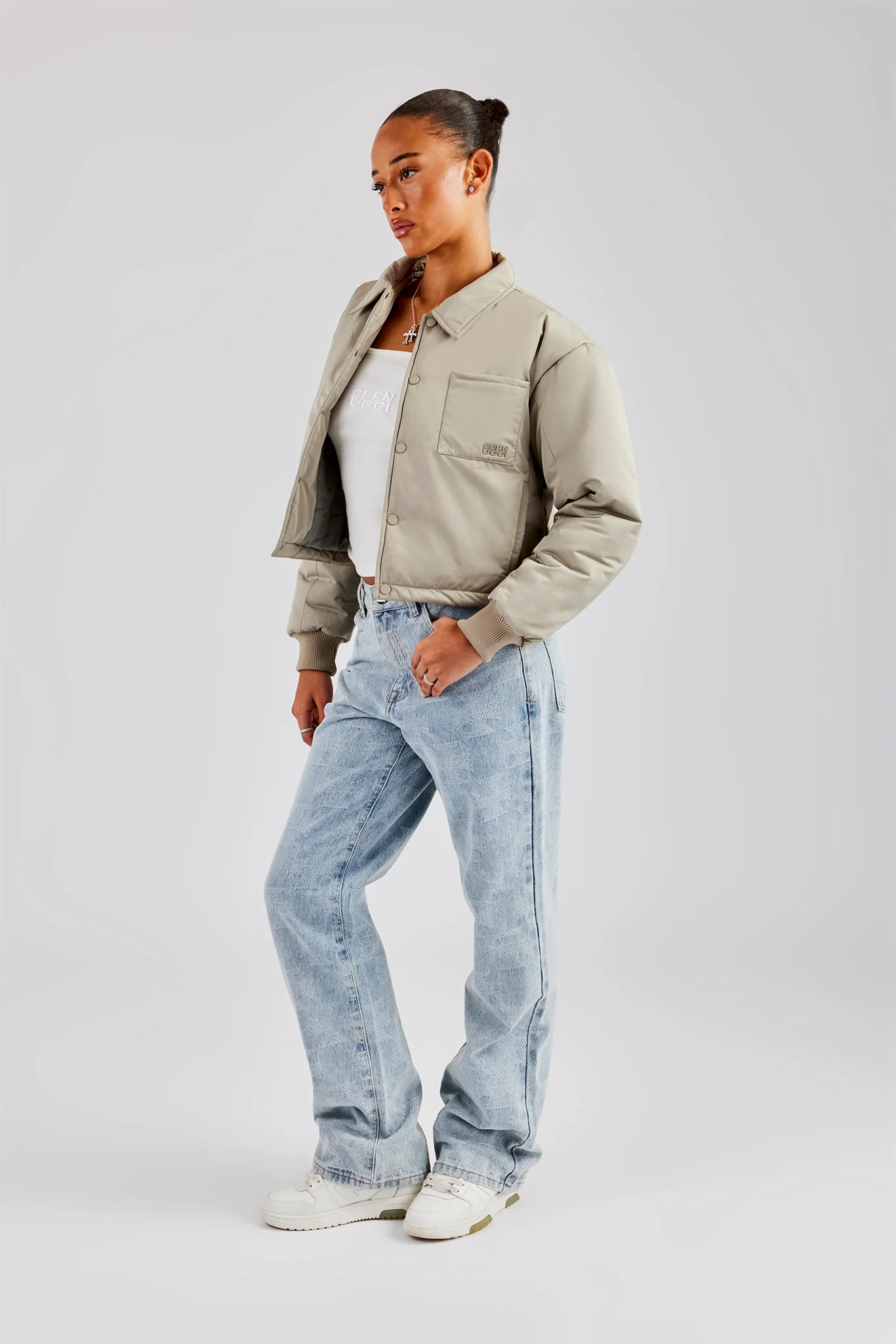 Nylon Pocket Padded Harrington Jacket - Sage - Image 4