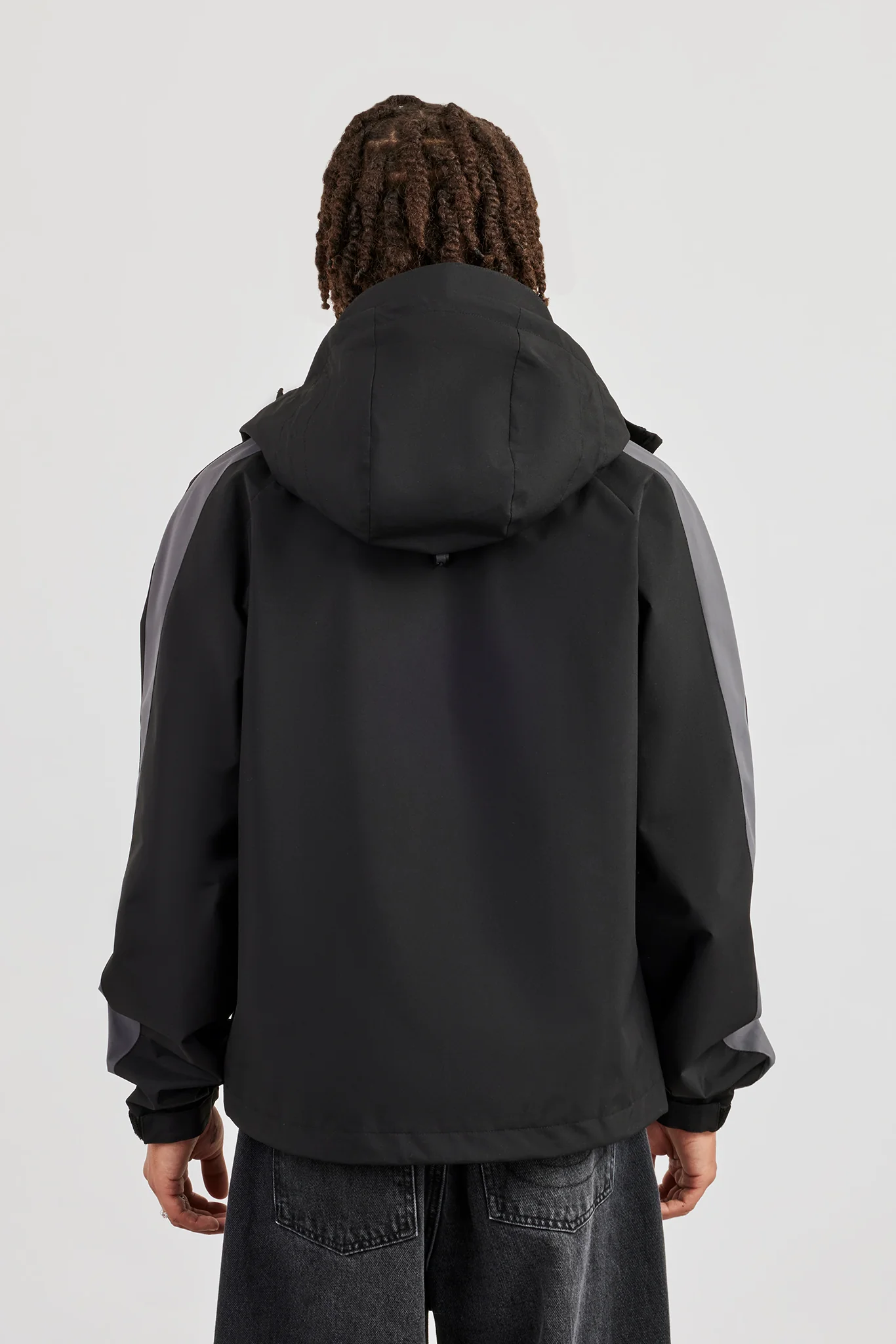 Nylon Windbreaker With Panels - Black - Image 4
