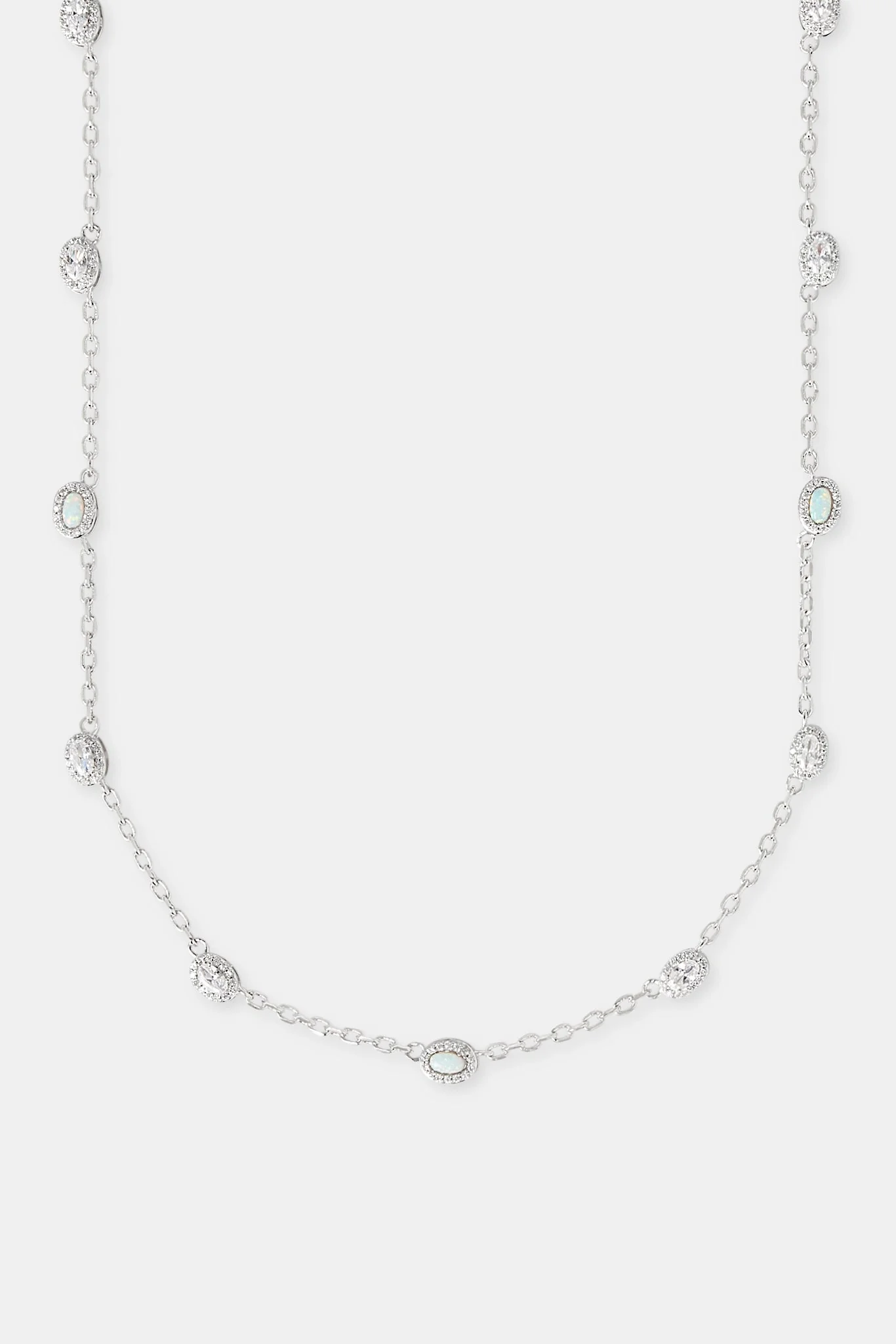 Opal & Clear Stone Rolo Link Chain - 5mm - Image 2