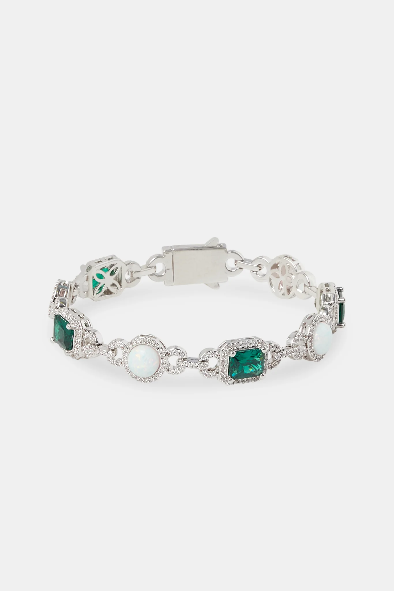Opal & Green Baguette Tennis Bracelet - 10mm - Image 2