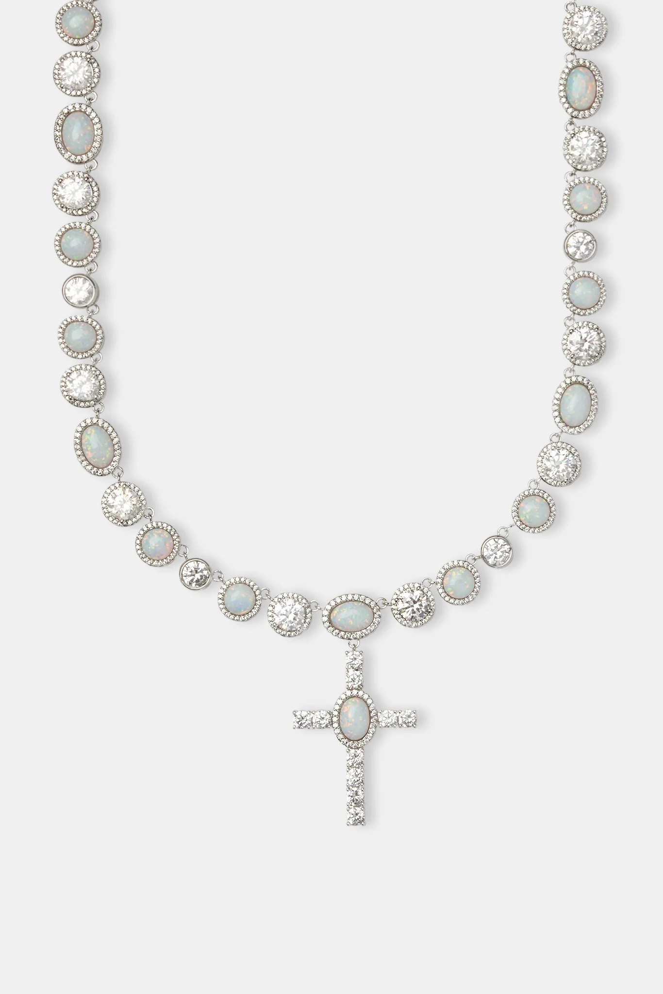Opal & Round CZ Drop Cross Chain - Image 2