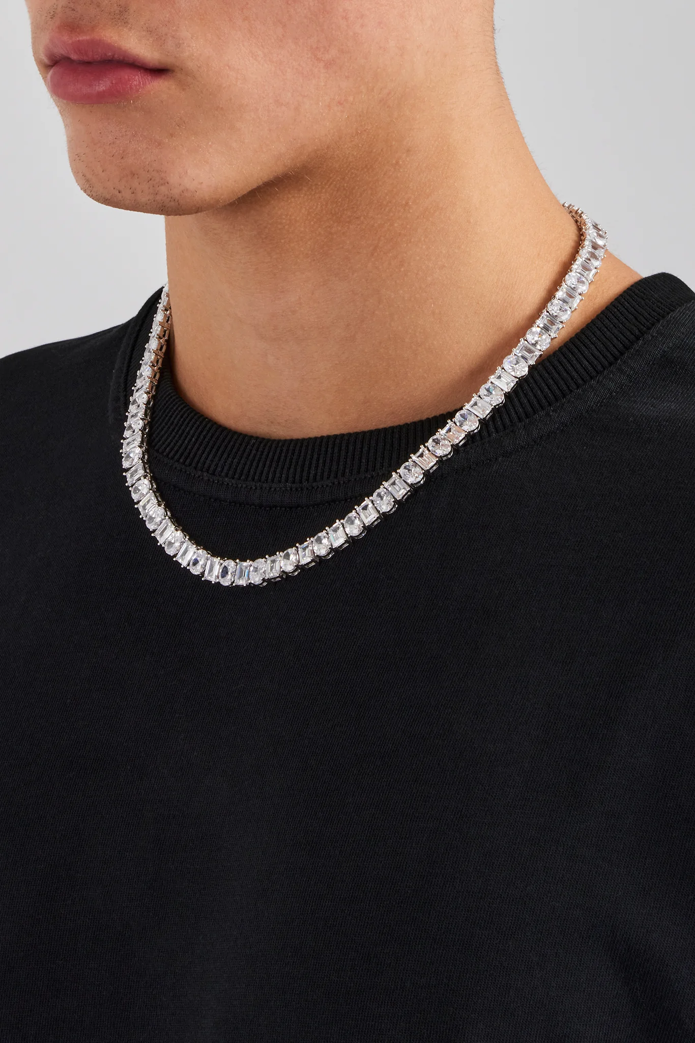 Oval & Baguette Stone Tennis Chain - 8mm - Image 3