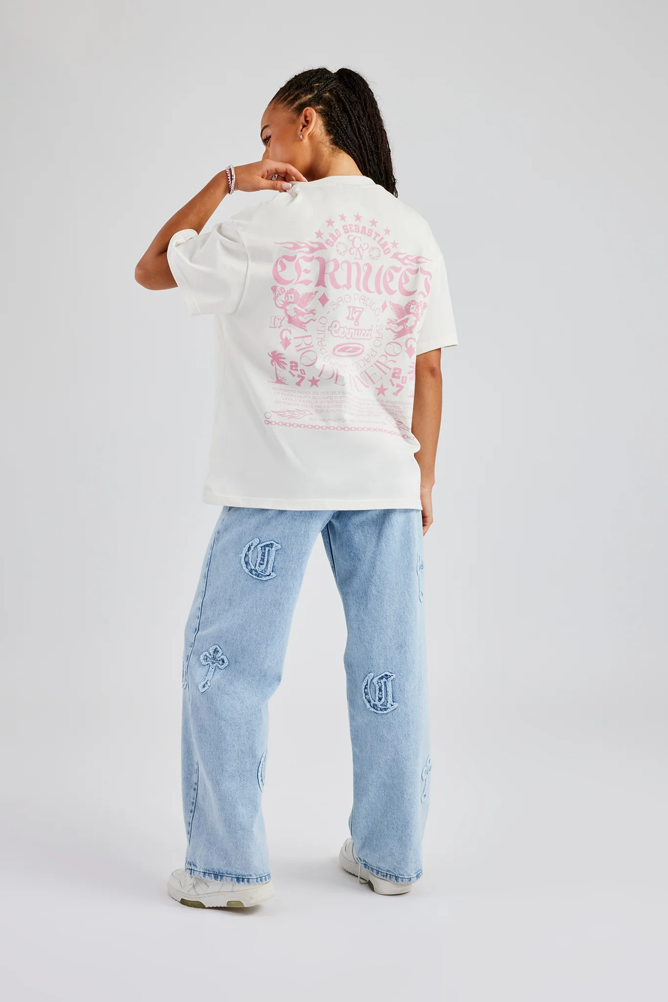 Oversized Back Print T-Shirt - Off White - Image 2