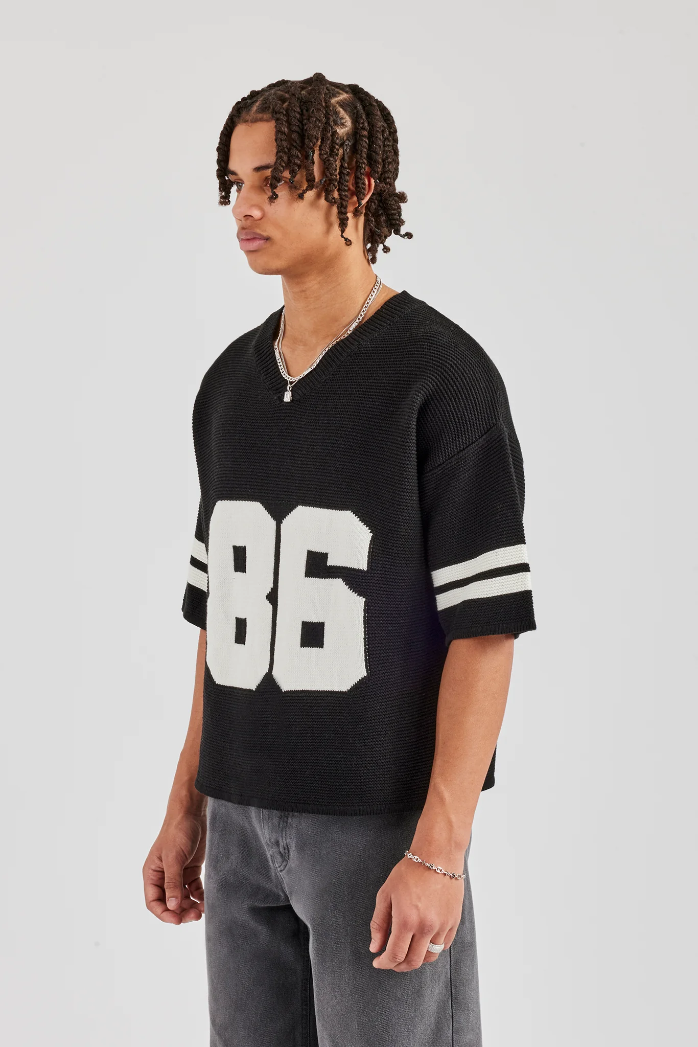 Oversized Boxy Knitted Jersey - Black - Image 2