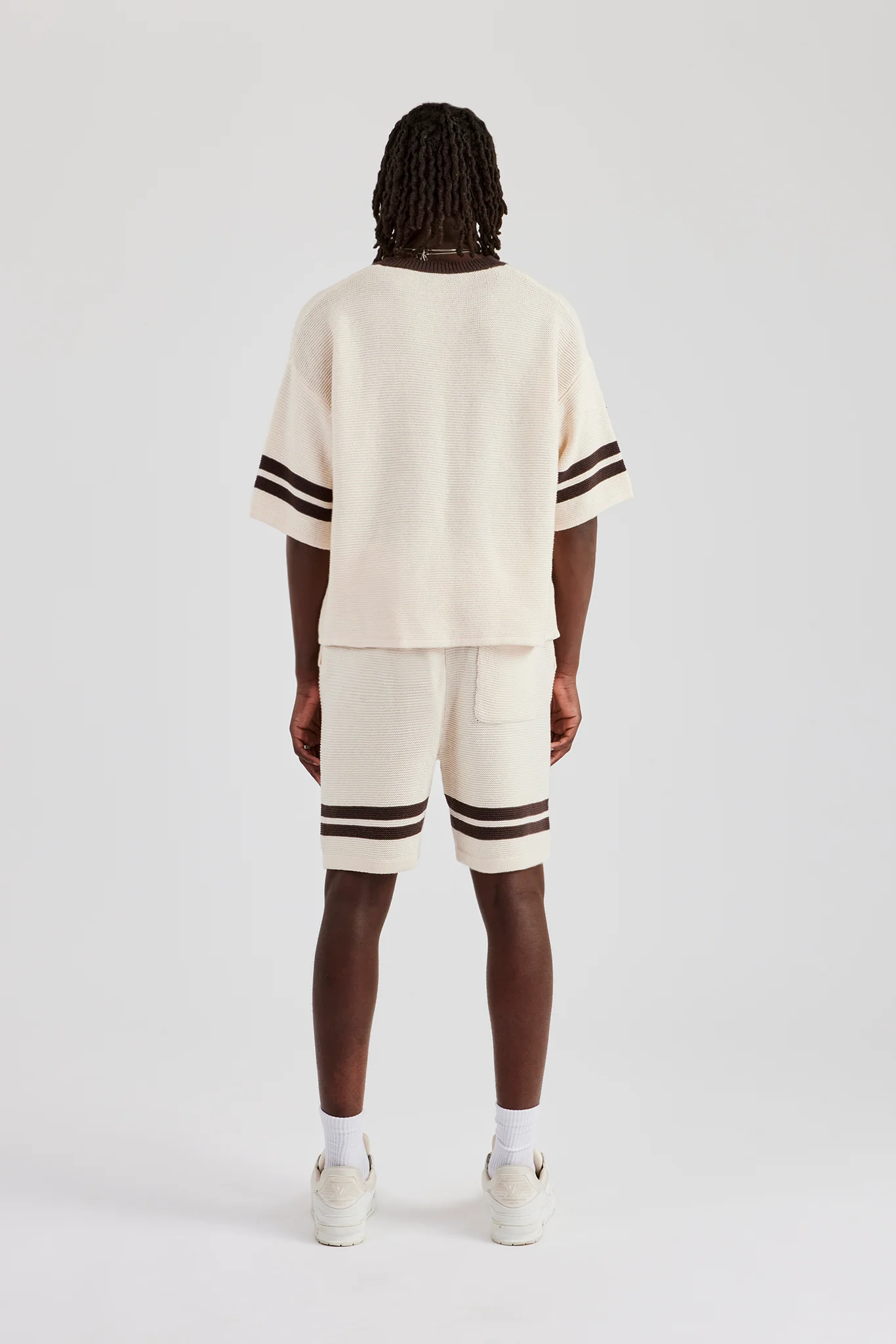 Oversized Boxy Knitted Jersey & Short - Off White - Image 3