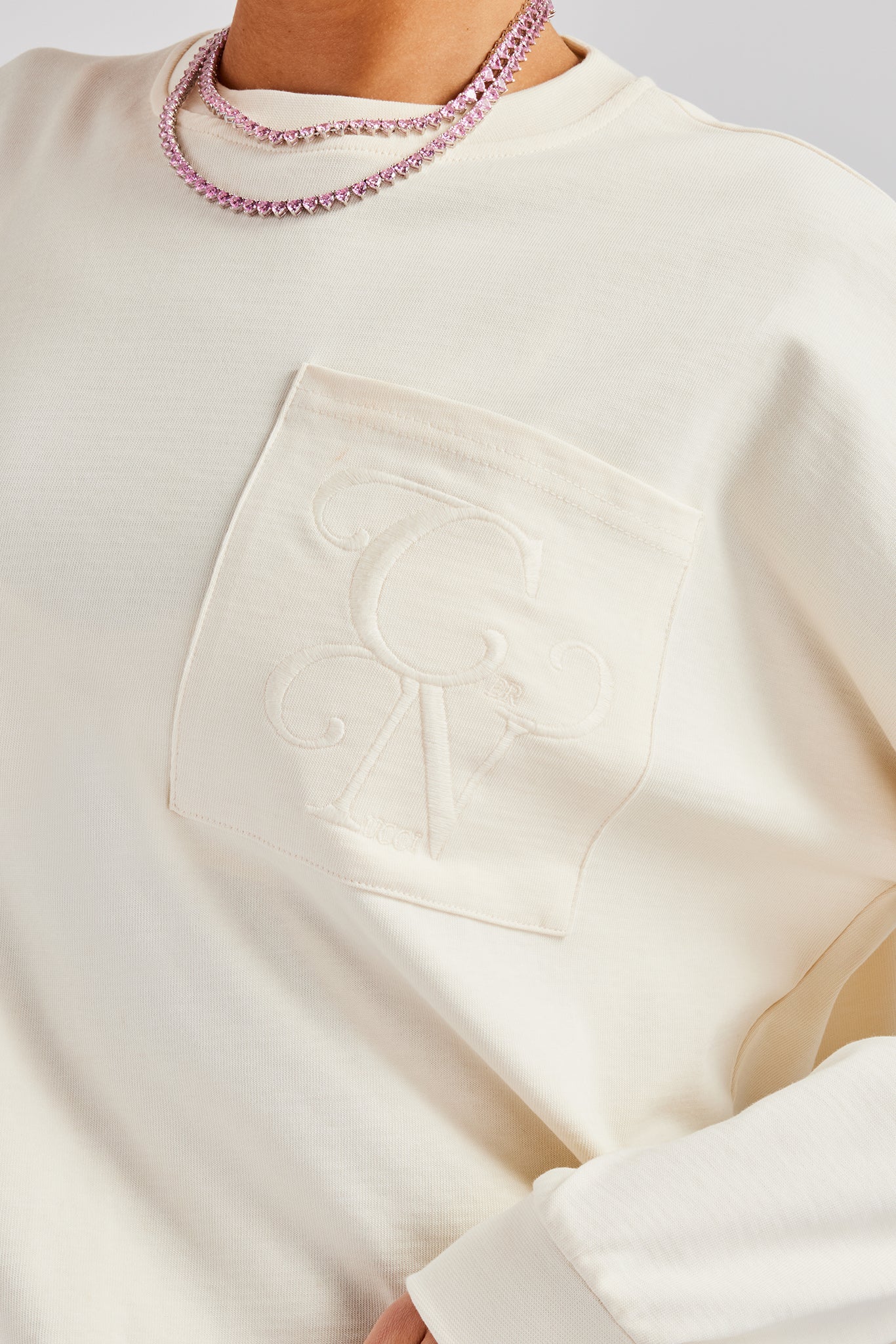 Oversized Boxy Long Sleeve Tee - Off White - Image 2