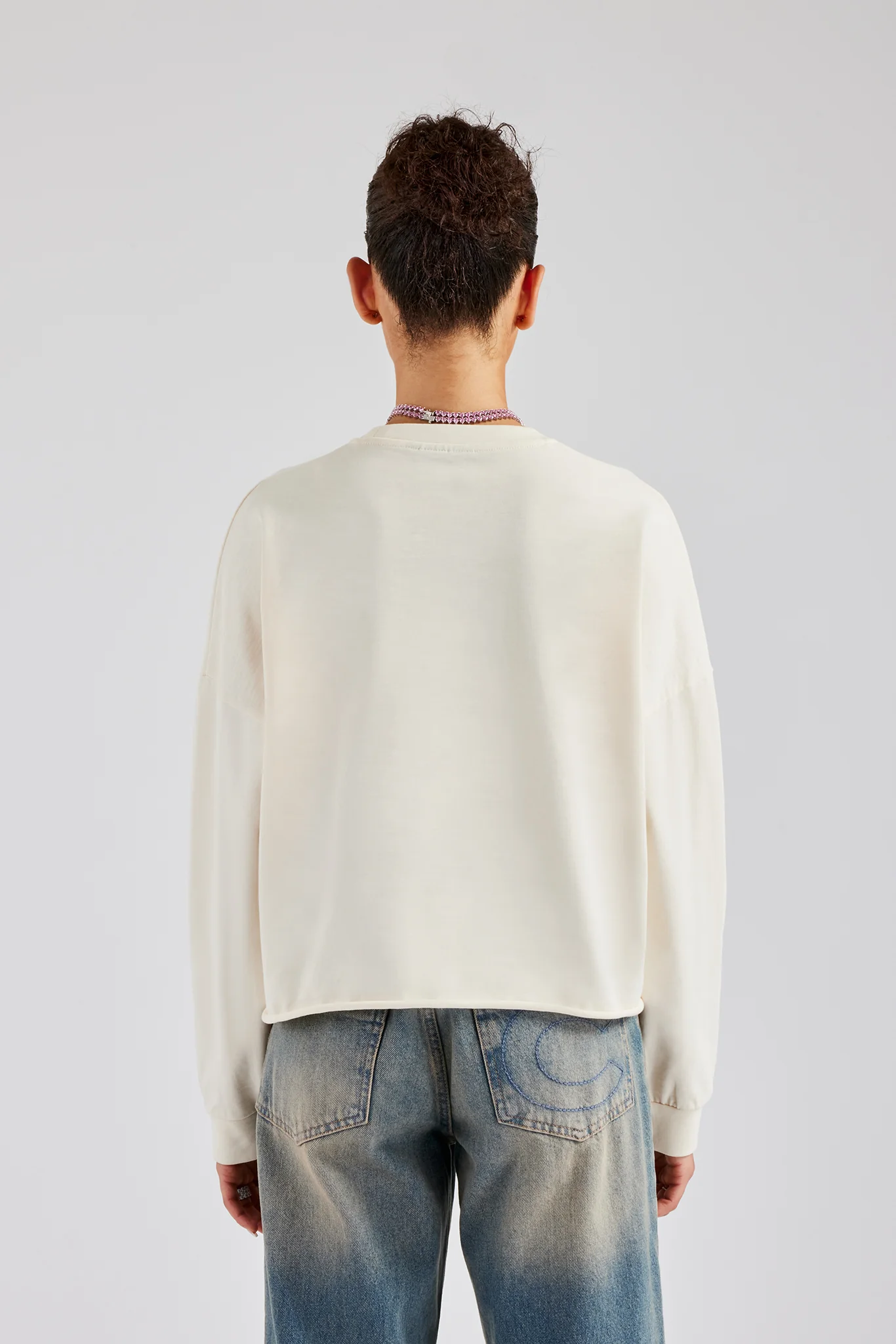 Oversized Boxy Long Sleeve Tee - Off White - Image 3