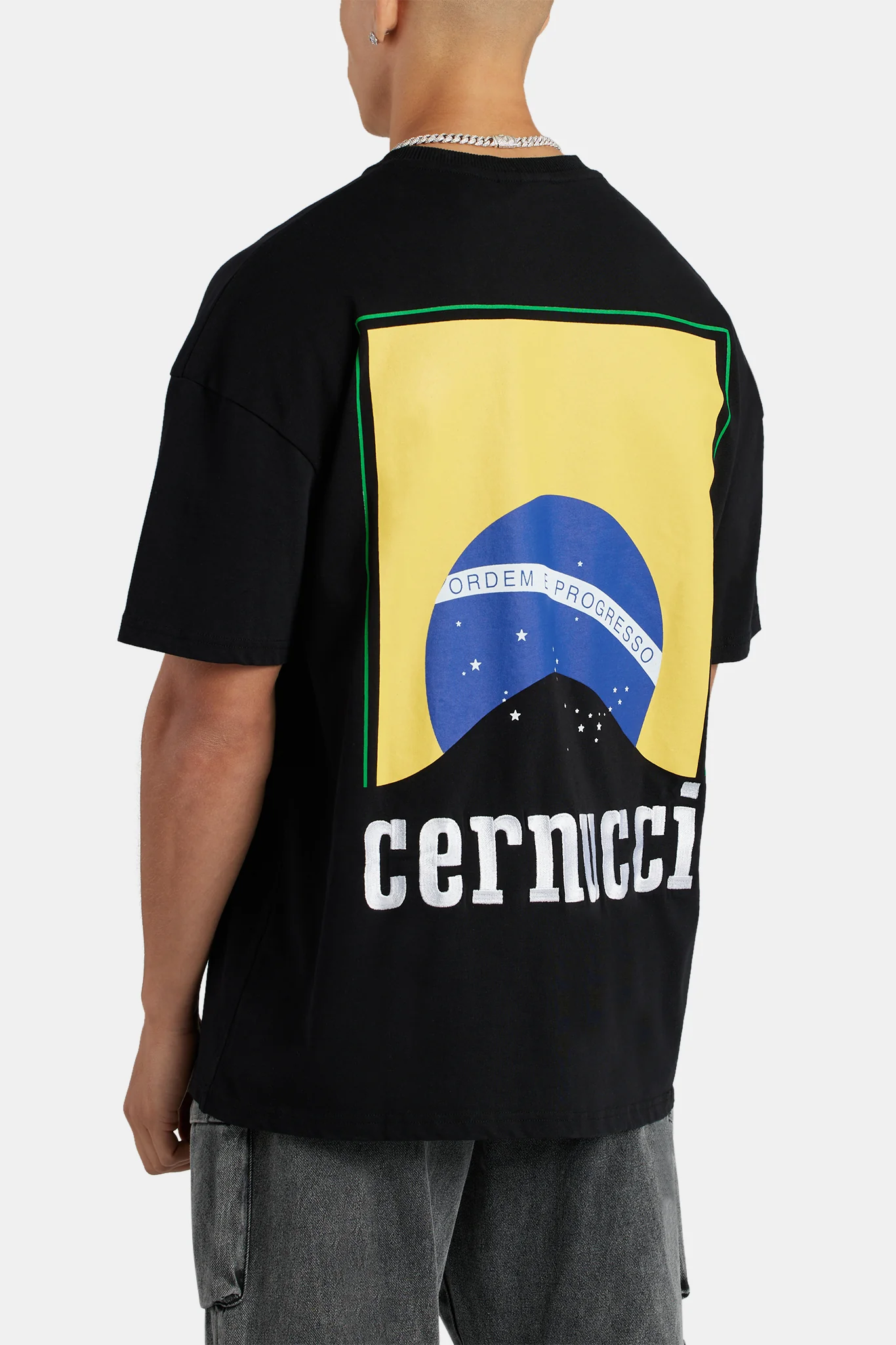 Oversized Brazil Back Graphic T-Shirt - Black - Image 5