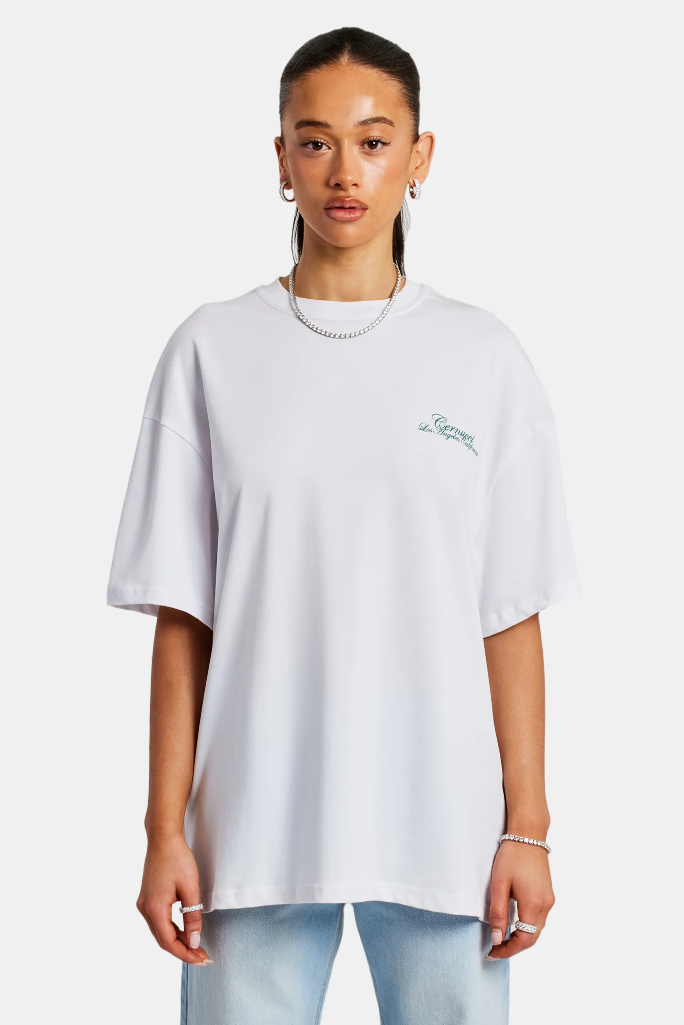Oversized California Text Print T-Shirt - White - Image 4