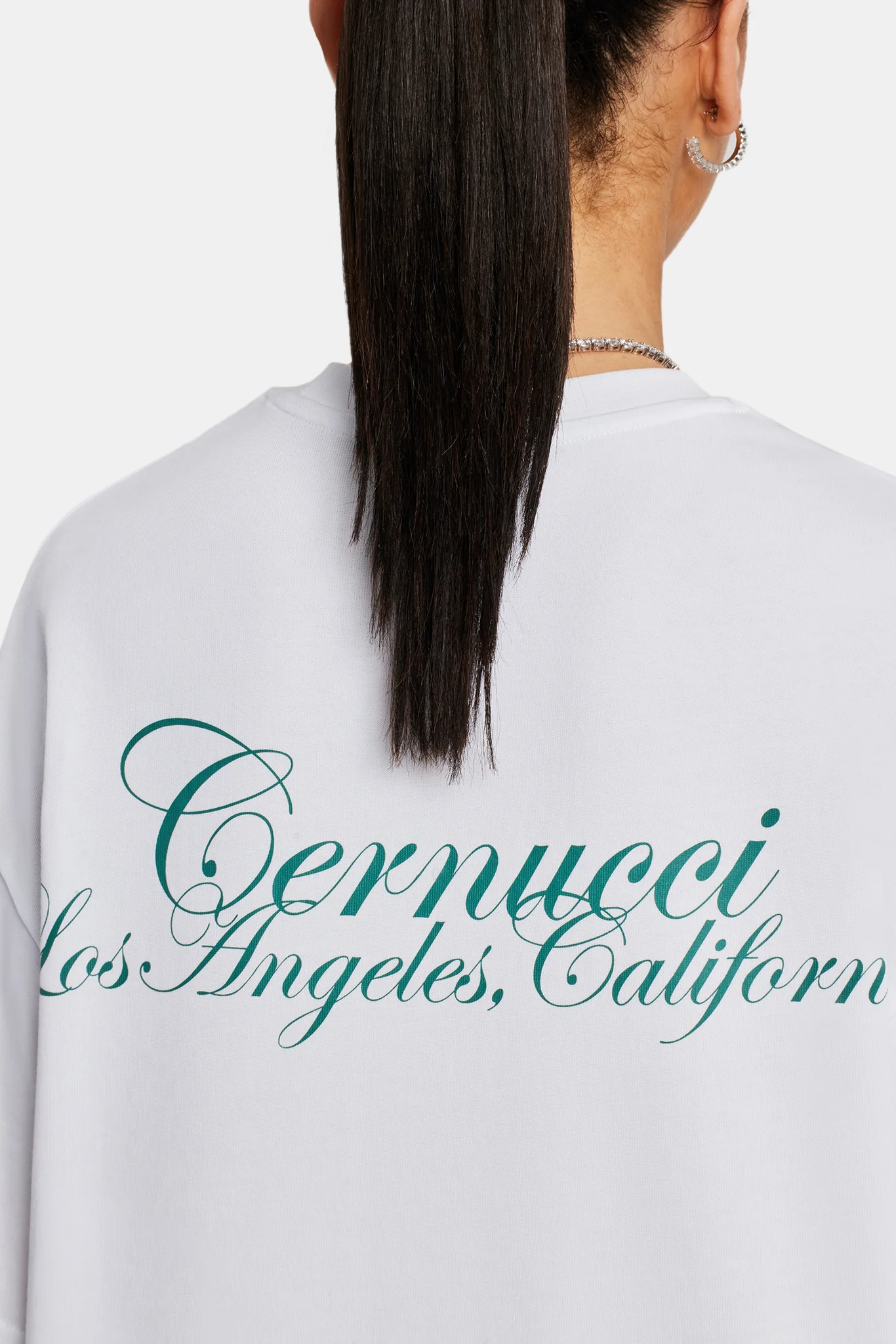 Oversized California Text Print T-Shirt - White - Image 5