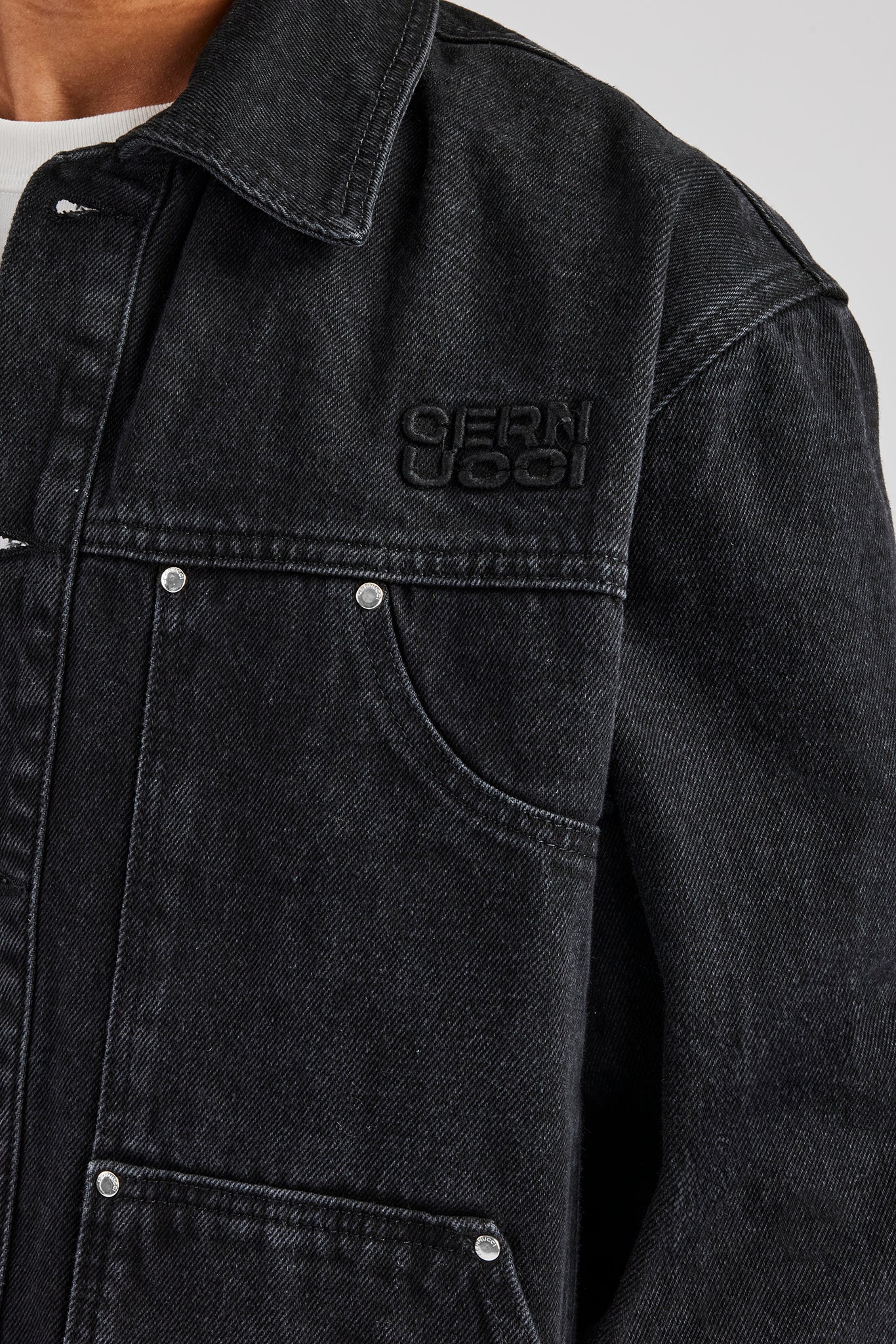 Oversized Carpenter Denim Jacket & Baggy Jean - Washed Black - Image 2