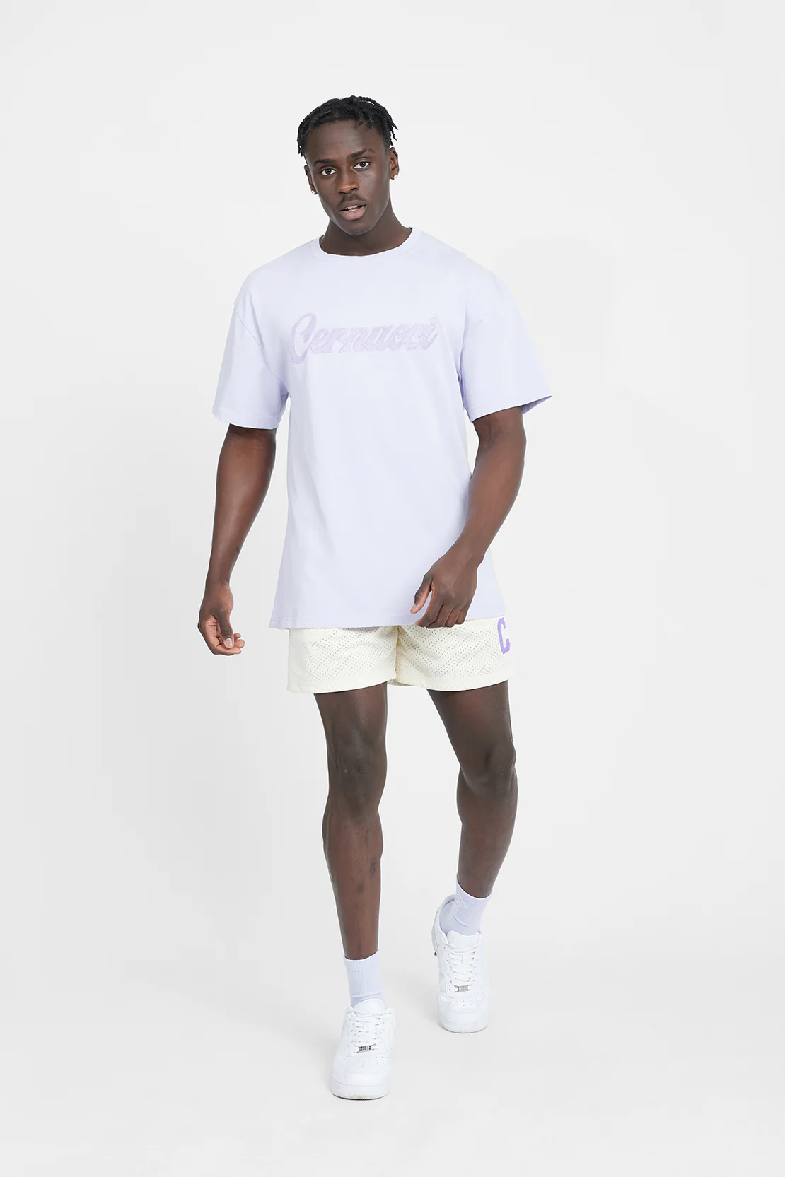 Oversized Cernucci Classic Embroidered T-Shirt - Lilac - Image 2