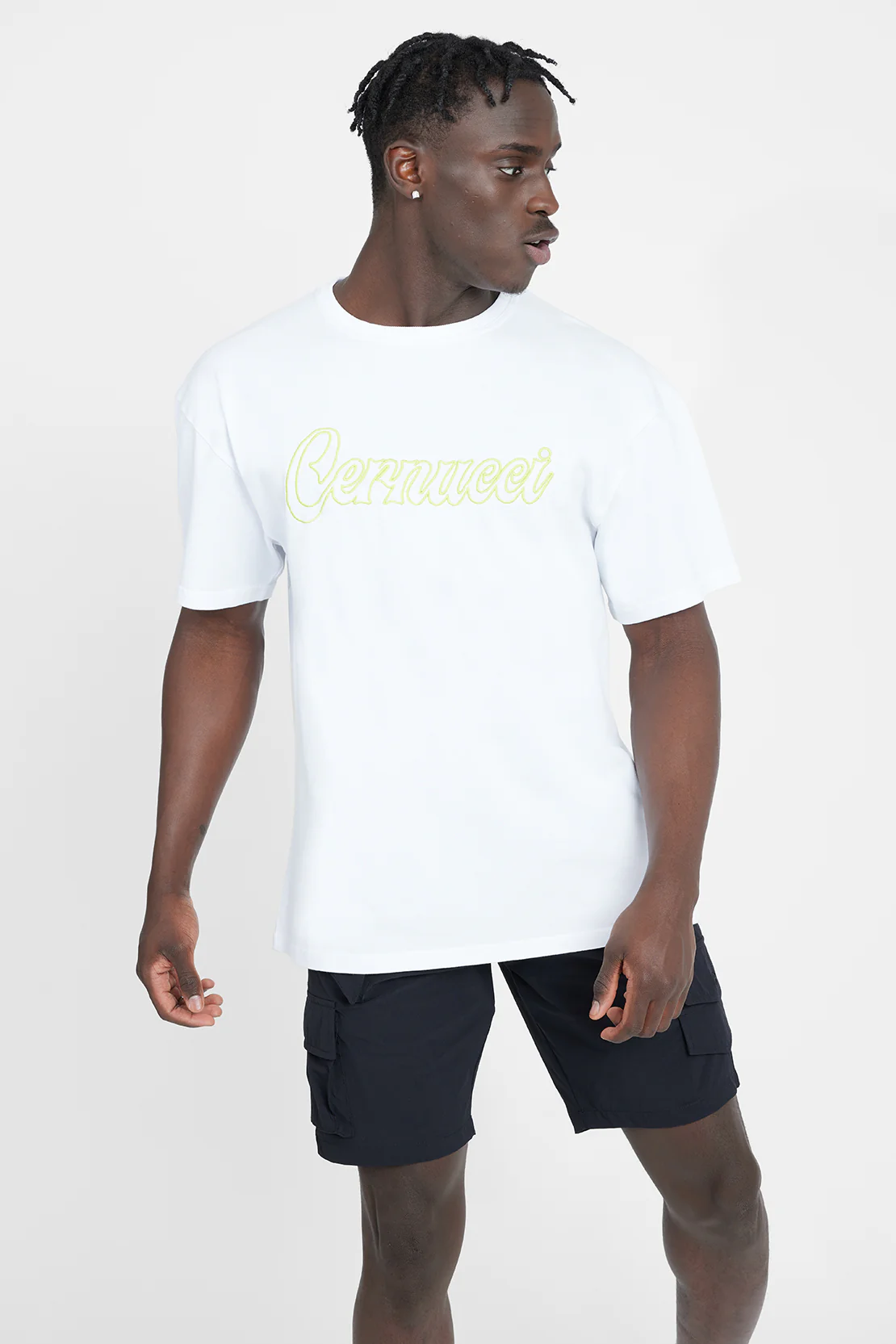 Oversized Cernucci Outline T-Shirt - White - Image 3