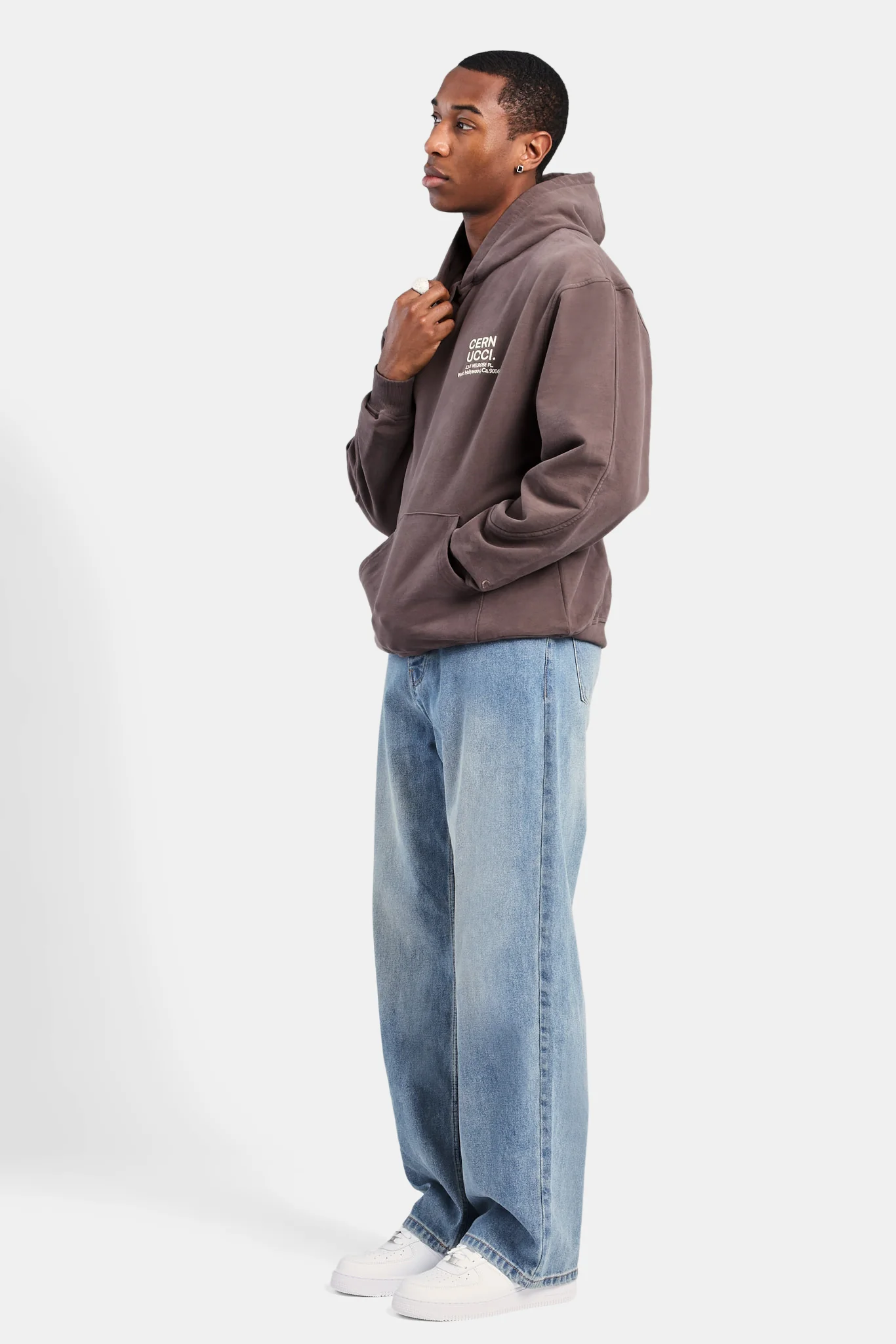 Oversized Cernucci Text Hoodie - Chocolate - Image 2
