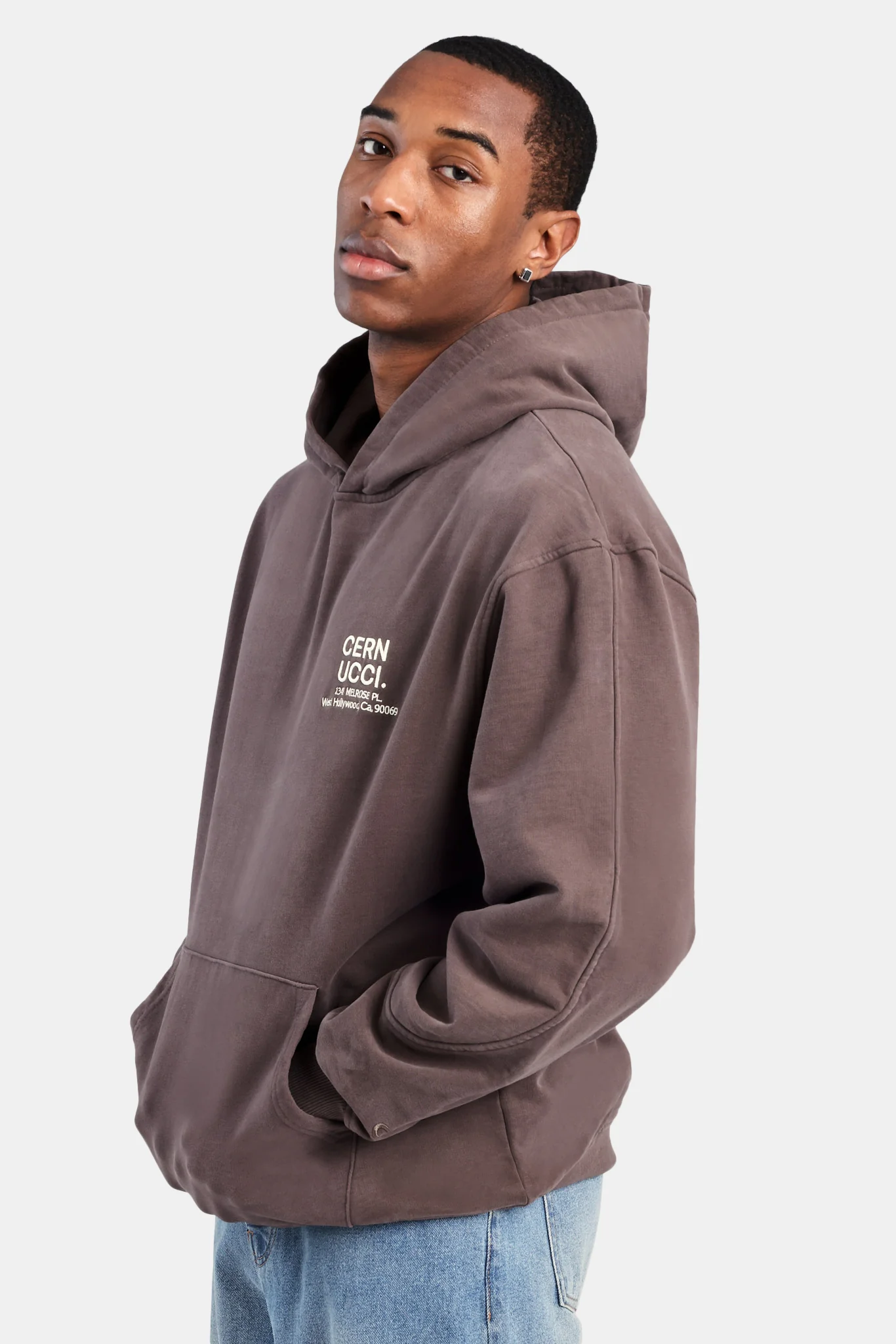 Oversized Cernucci Text Hoodie - Chocolate - Image 5