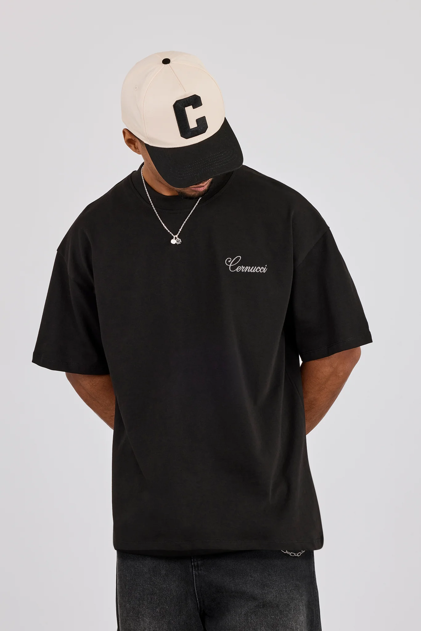 Oversized Contrast Logo T-Shirt - Black - Image 2