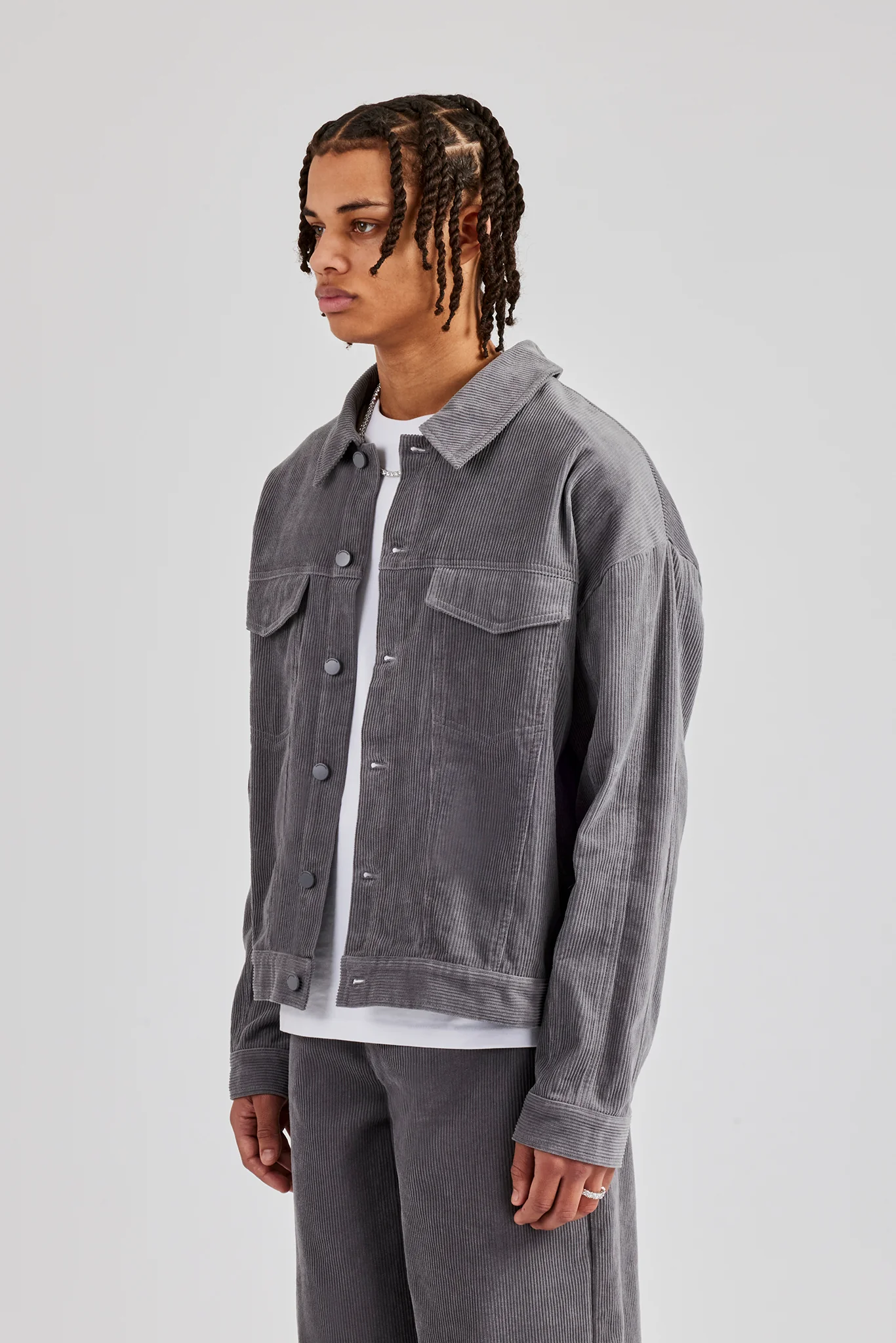 Oversized Cord Jacket - Grey - Image 4