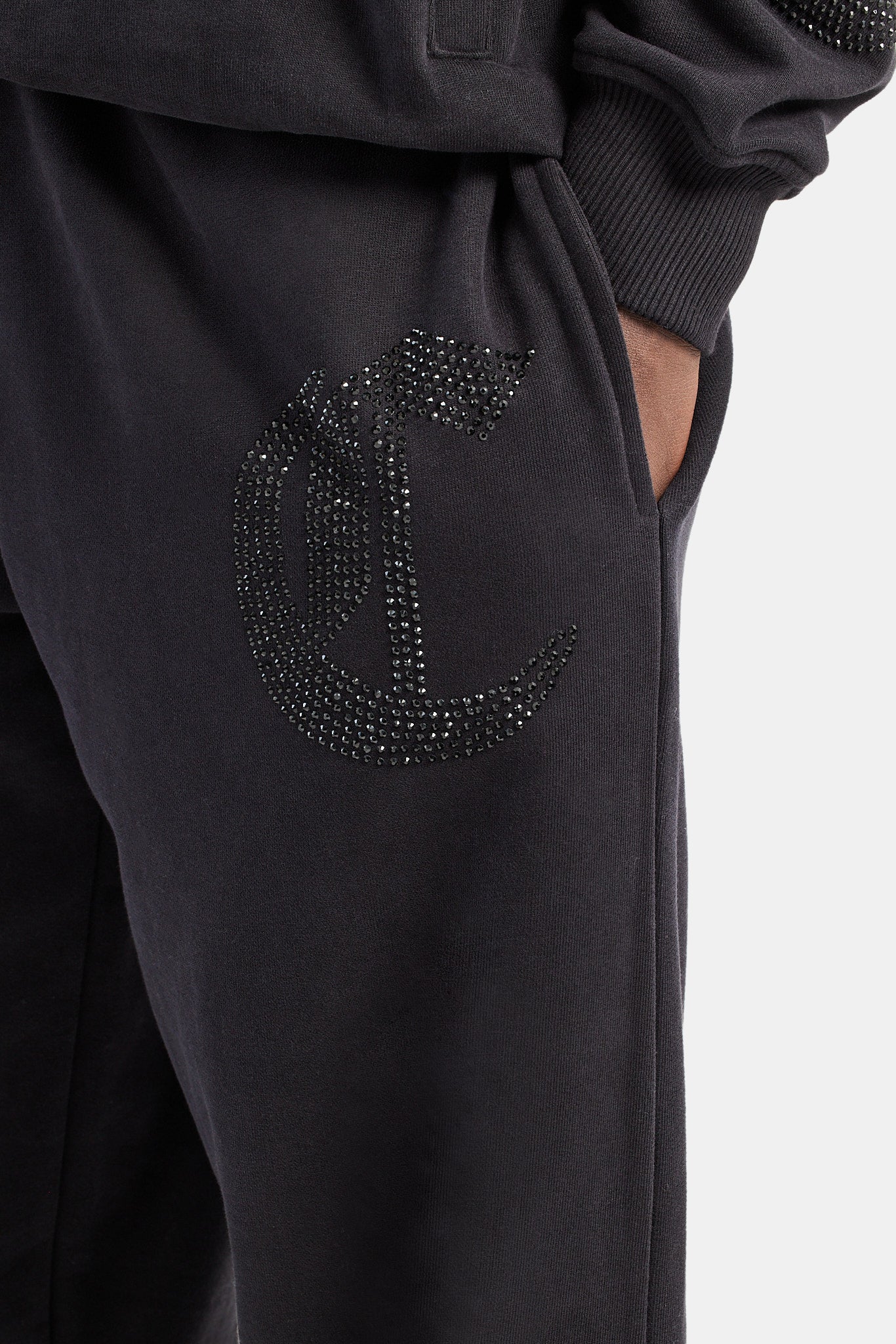 Oversized Rhinestone Joggers - Black - Image 4