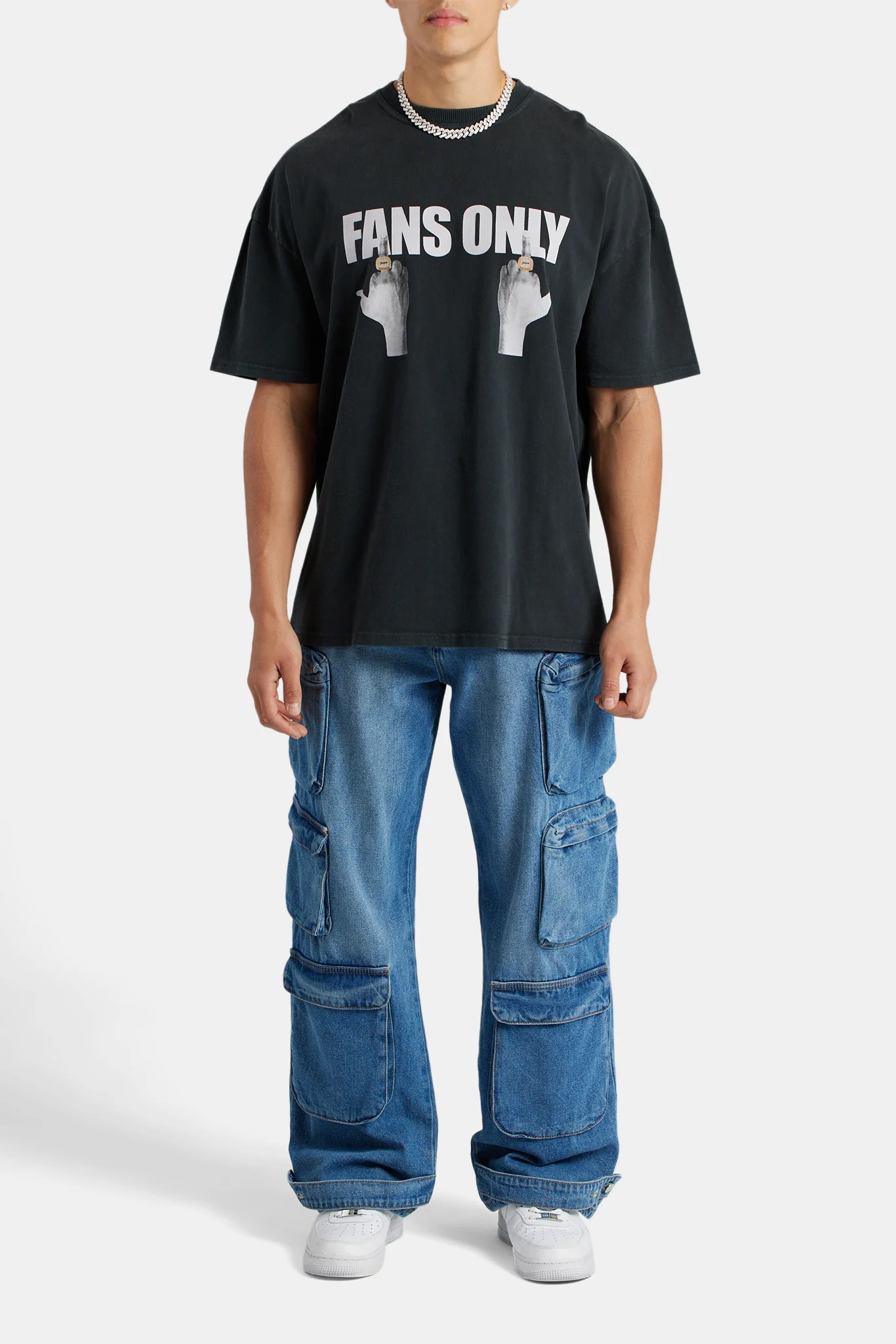 Oversized Fans Only Graphic T-Shirt - Vintage Wash - Image 2