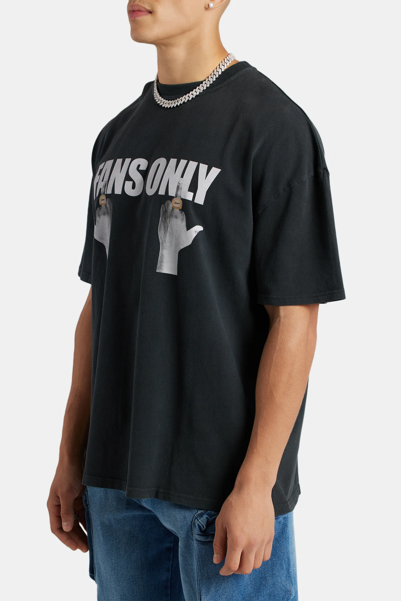 Oversized Fans Only Graphic T-Shirt - Vintage Wash - Image 3