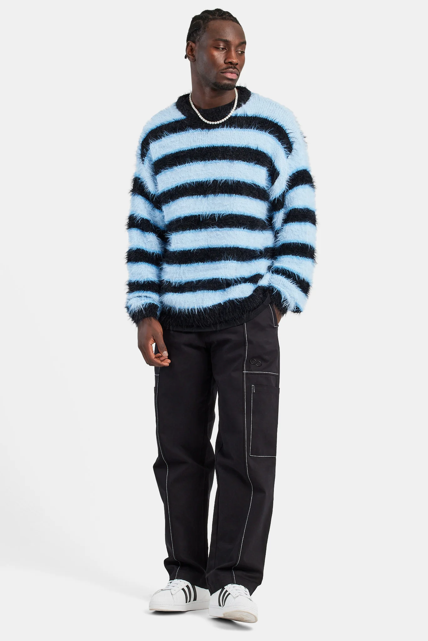 Oversized Fluffy Stripe Knitted Jumper - Image 2