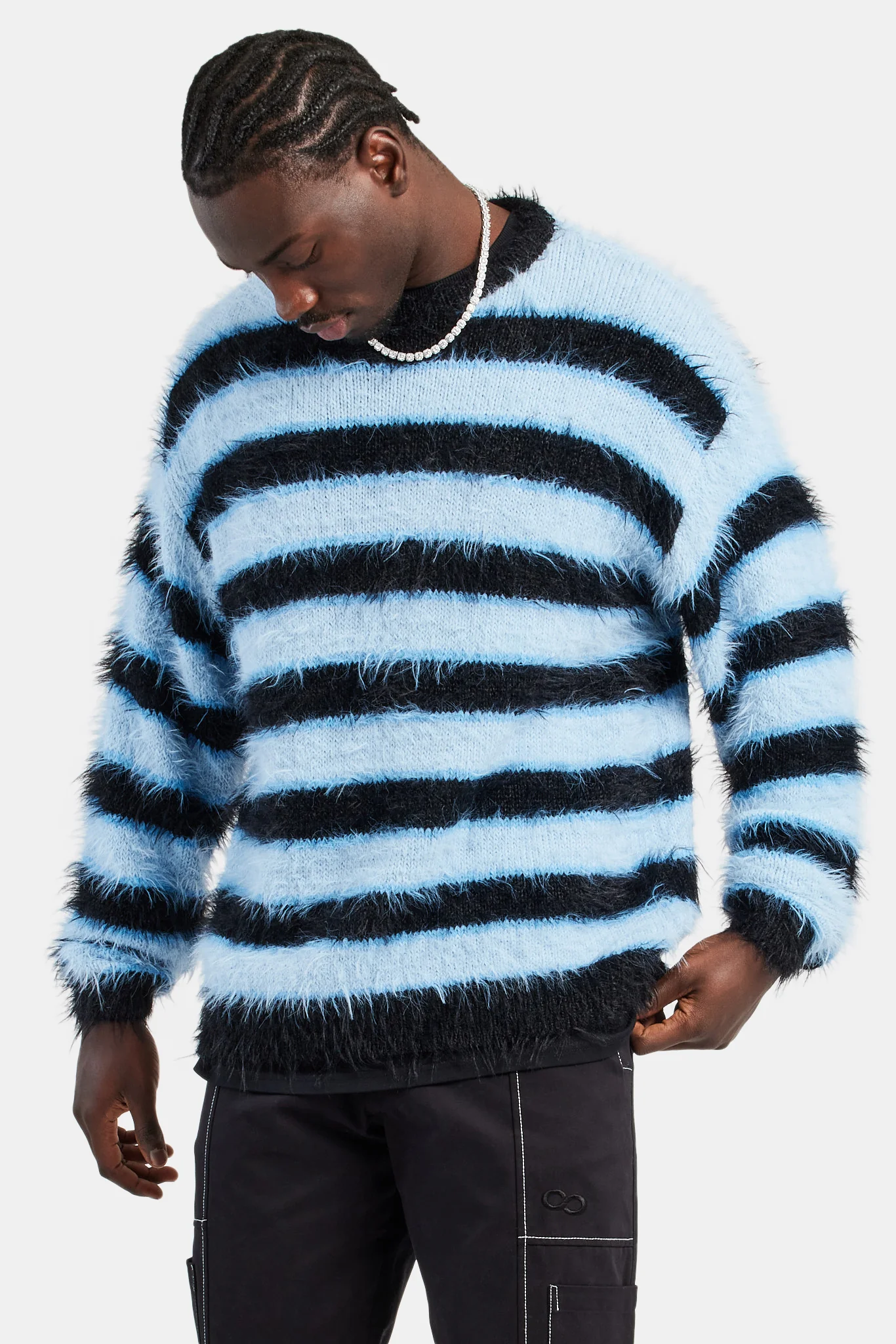 Oversized Fluffy Stripe Knitted Jumper - Image 3