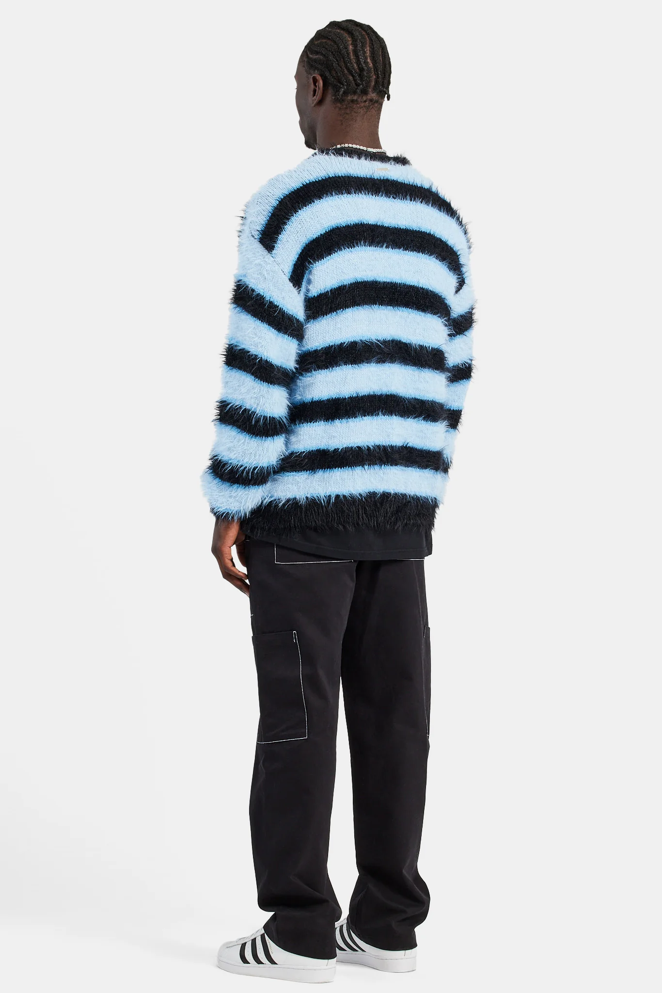 Oversized Fluffy Stripe Knitted Jumper - Image 4