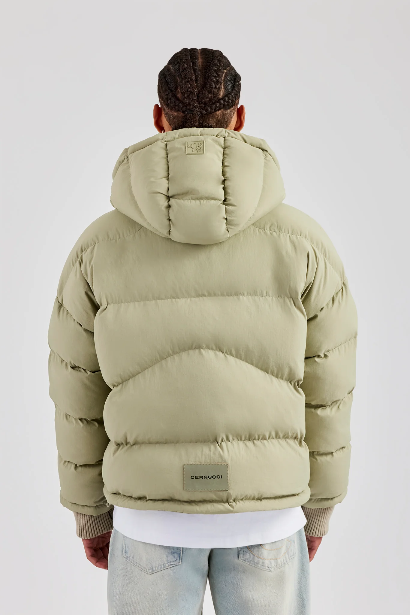Oversized Hooded Puffer Jacket - Sage - Image 4
