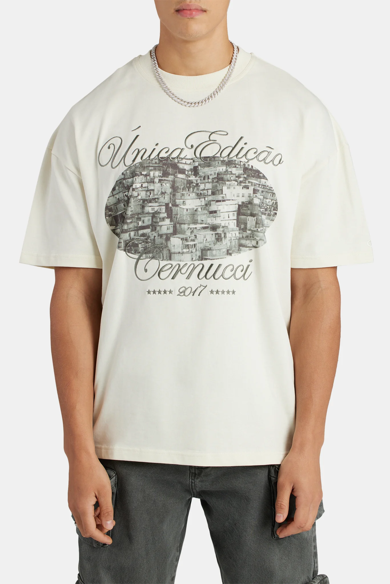 Oversized Favela Graphic T-Shirt - Ecru