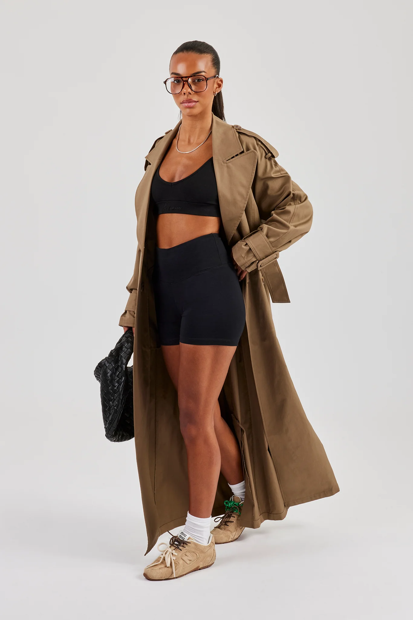 Oversized Maxi Trench Coat - Beige - Image 3