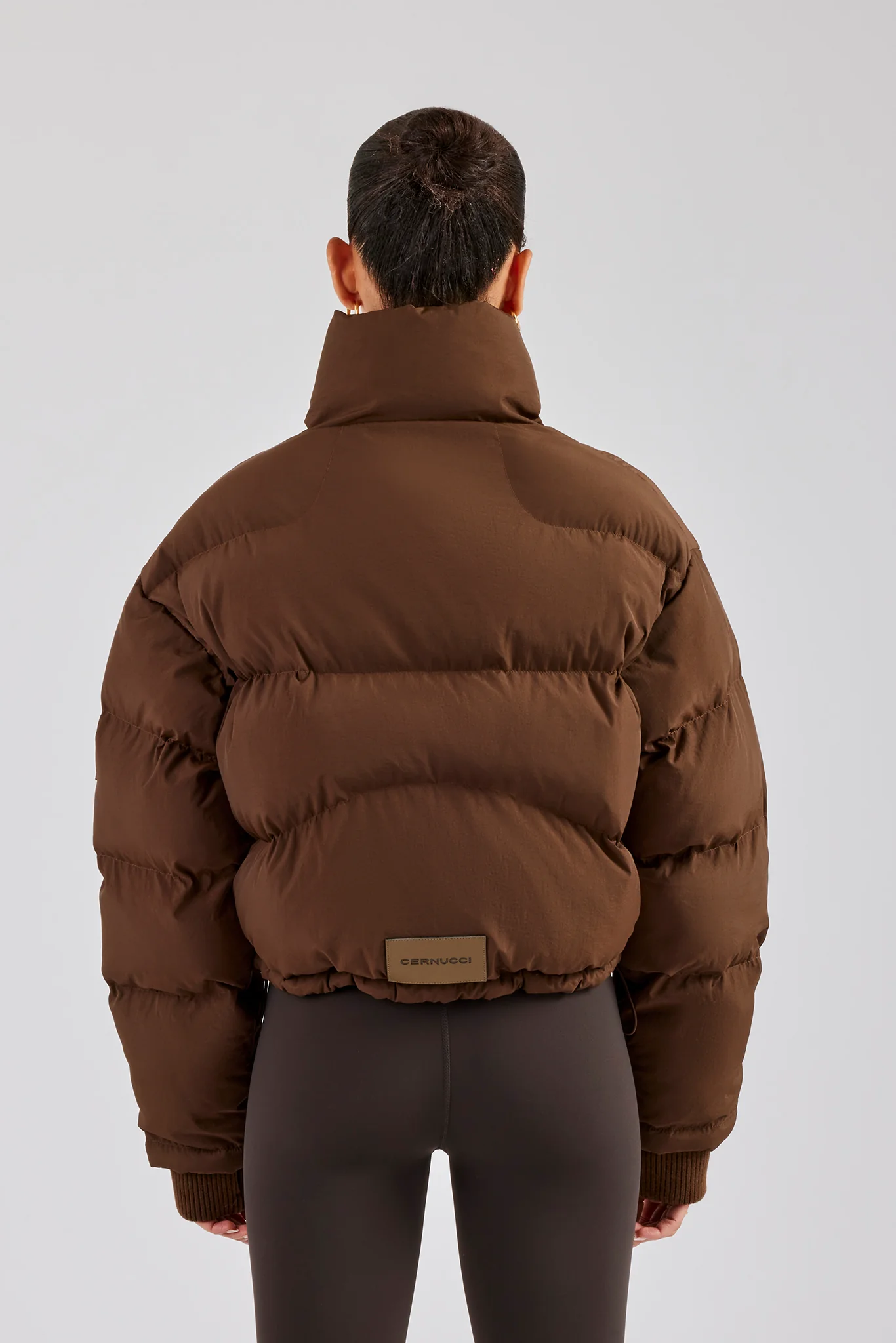 Oversized Padded Puffer Jacket - Chocolate - Image 3