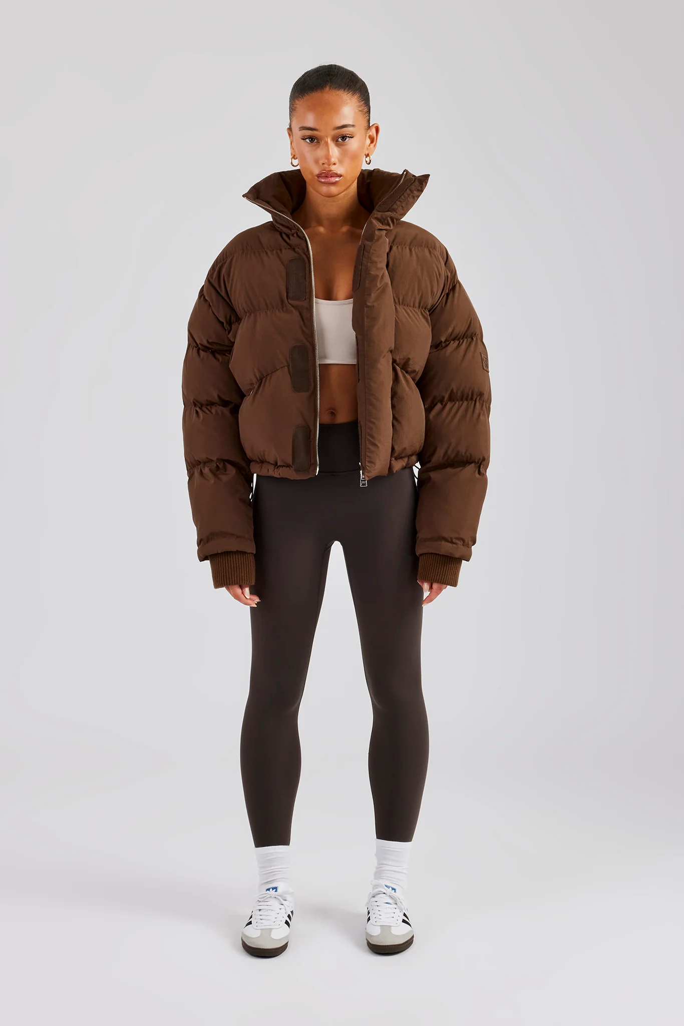 Oversized Padded Puffer Jacket - Chocolate - Image 5