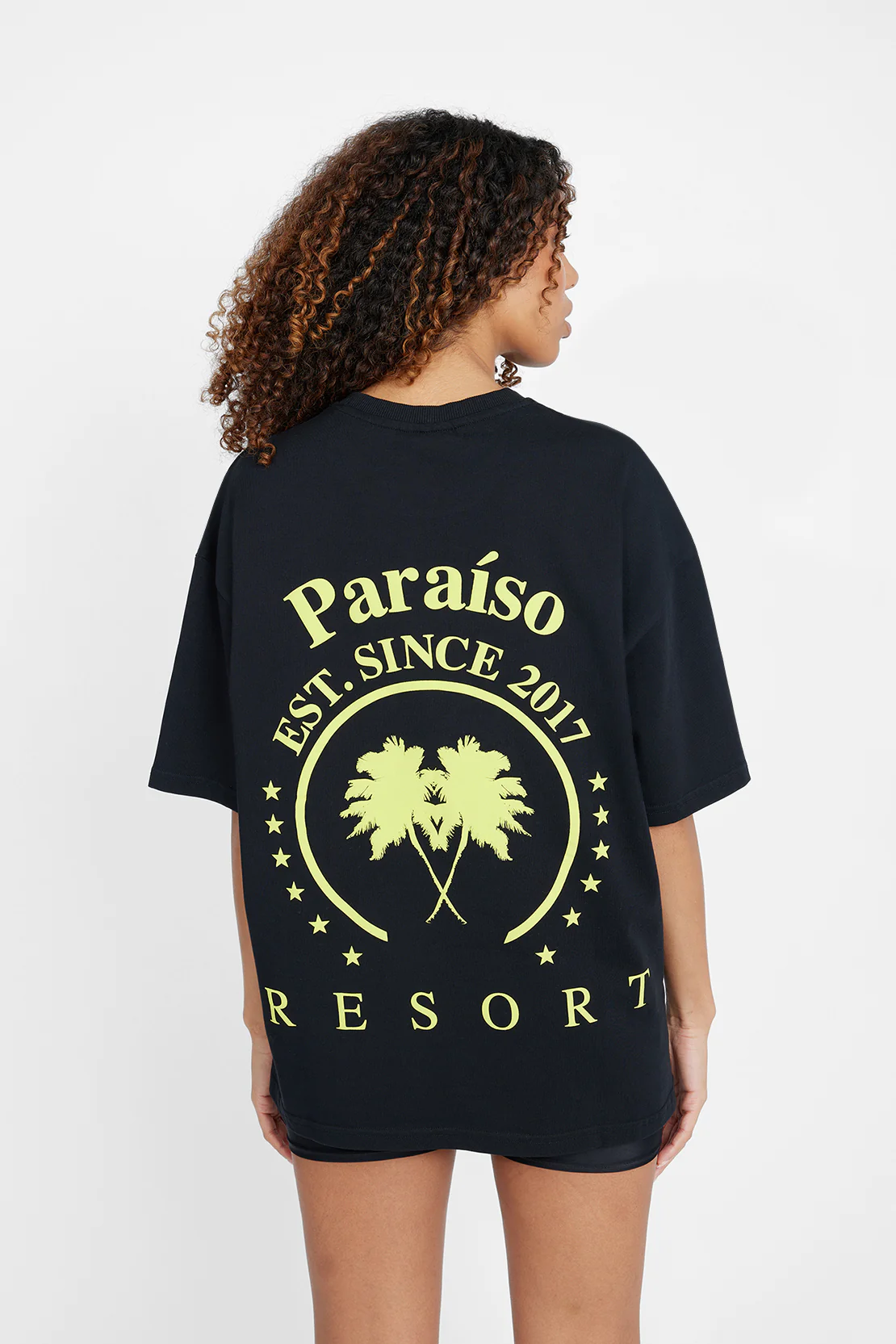 Oversized Palm Print T-Shirt - Black - Image 2