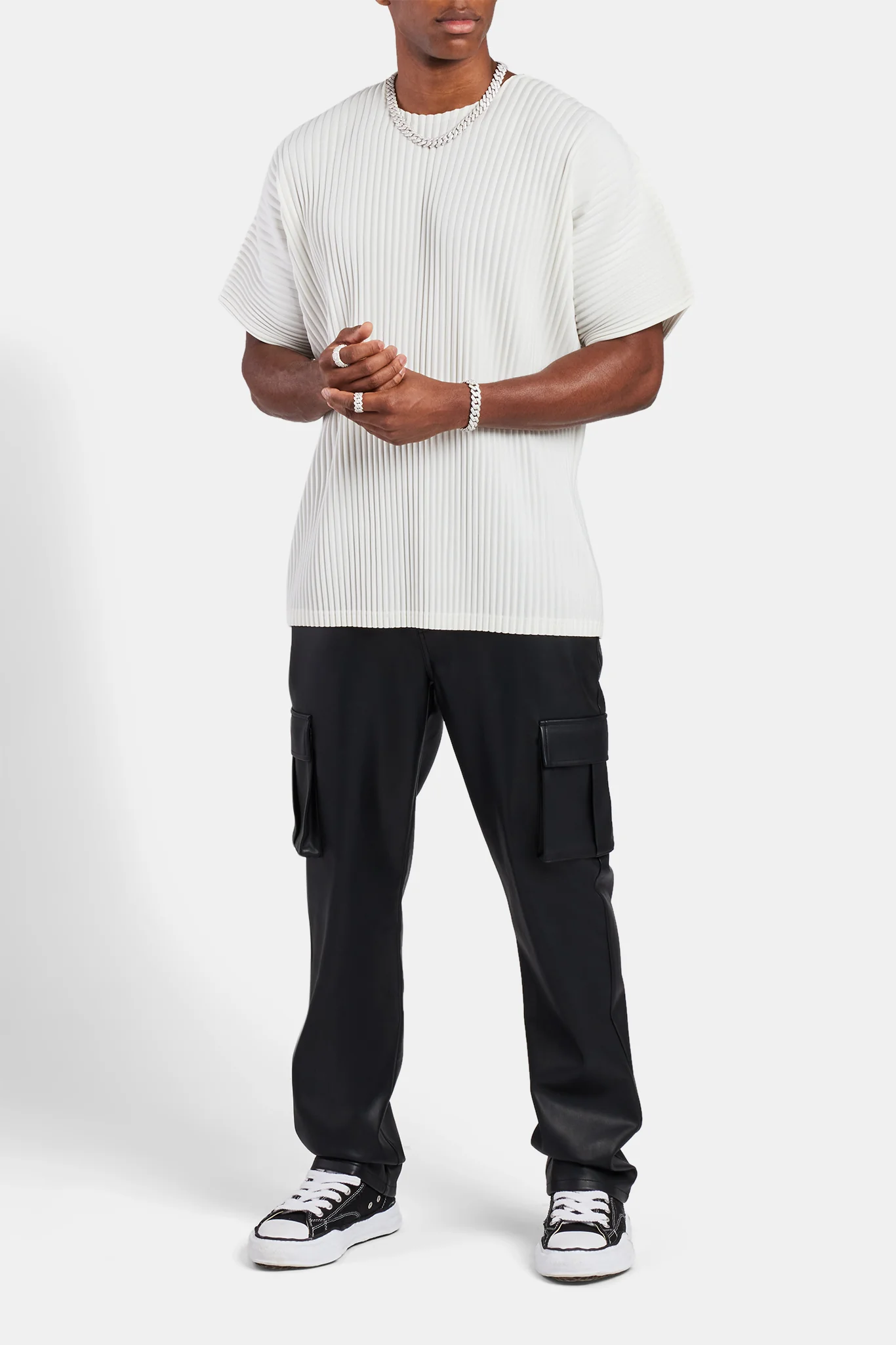 Oversized Pleated T-Shirt - Off White - Image 3