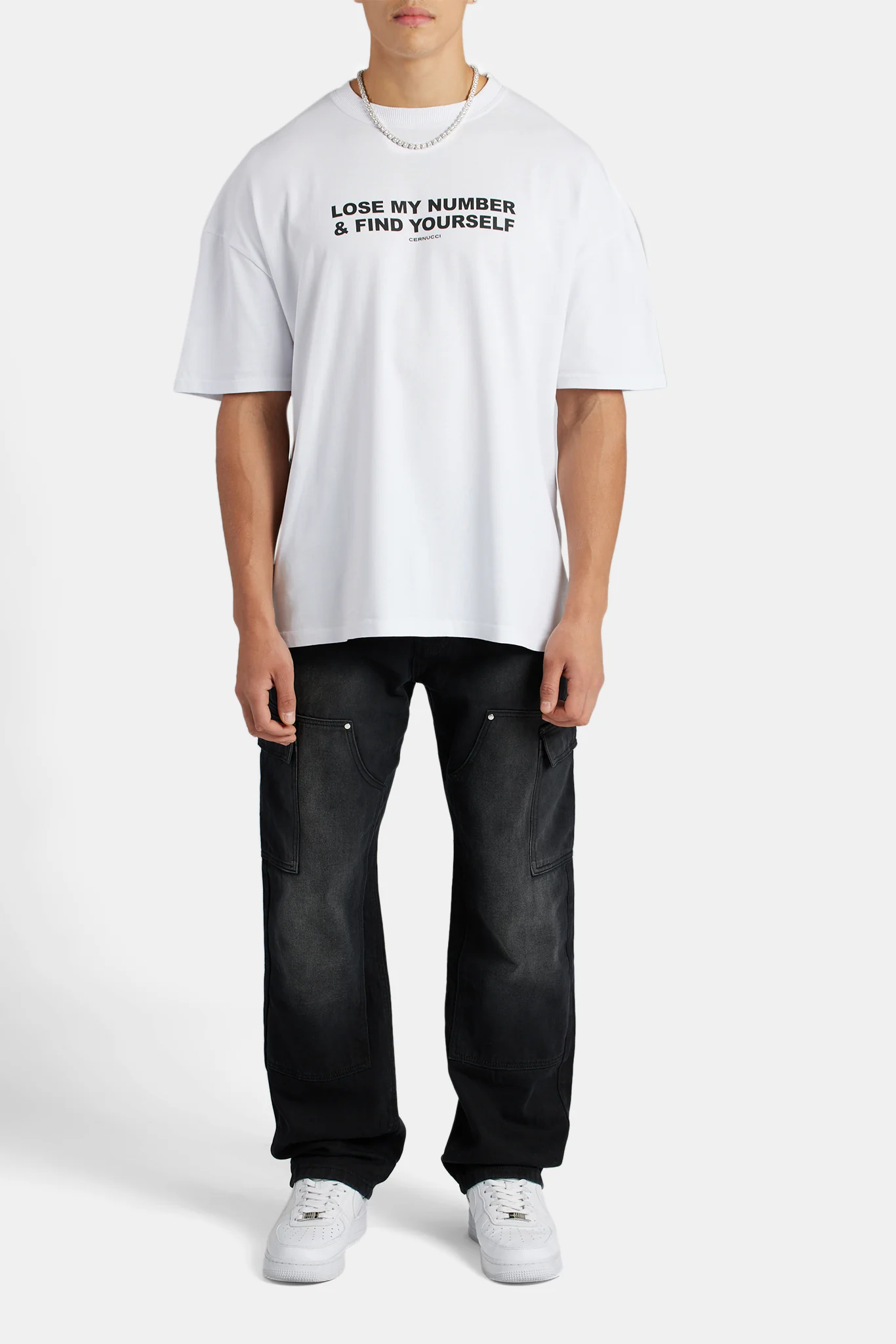 Oversized Slogan Print T-Shirt - White - Image 5